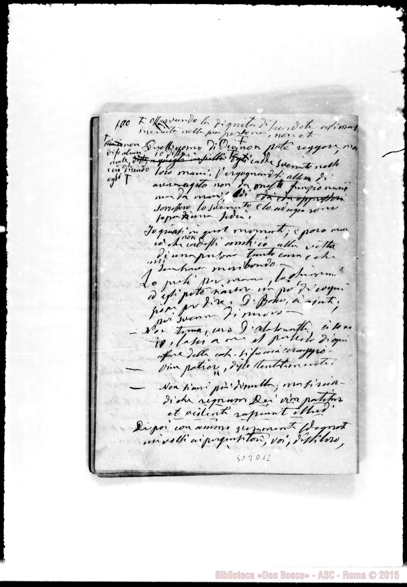 Fotogramma D 12 — (ASC 132) Sul nome «Autografi-perquisizioni»: PERQUISIZIONI Due quaderni interamente ms. Bosco