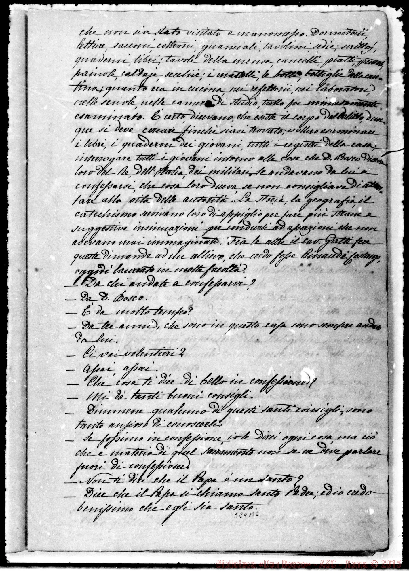 Fotogramma B 2 — «Le Perquisizioni». Copia ms. in due quaderni