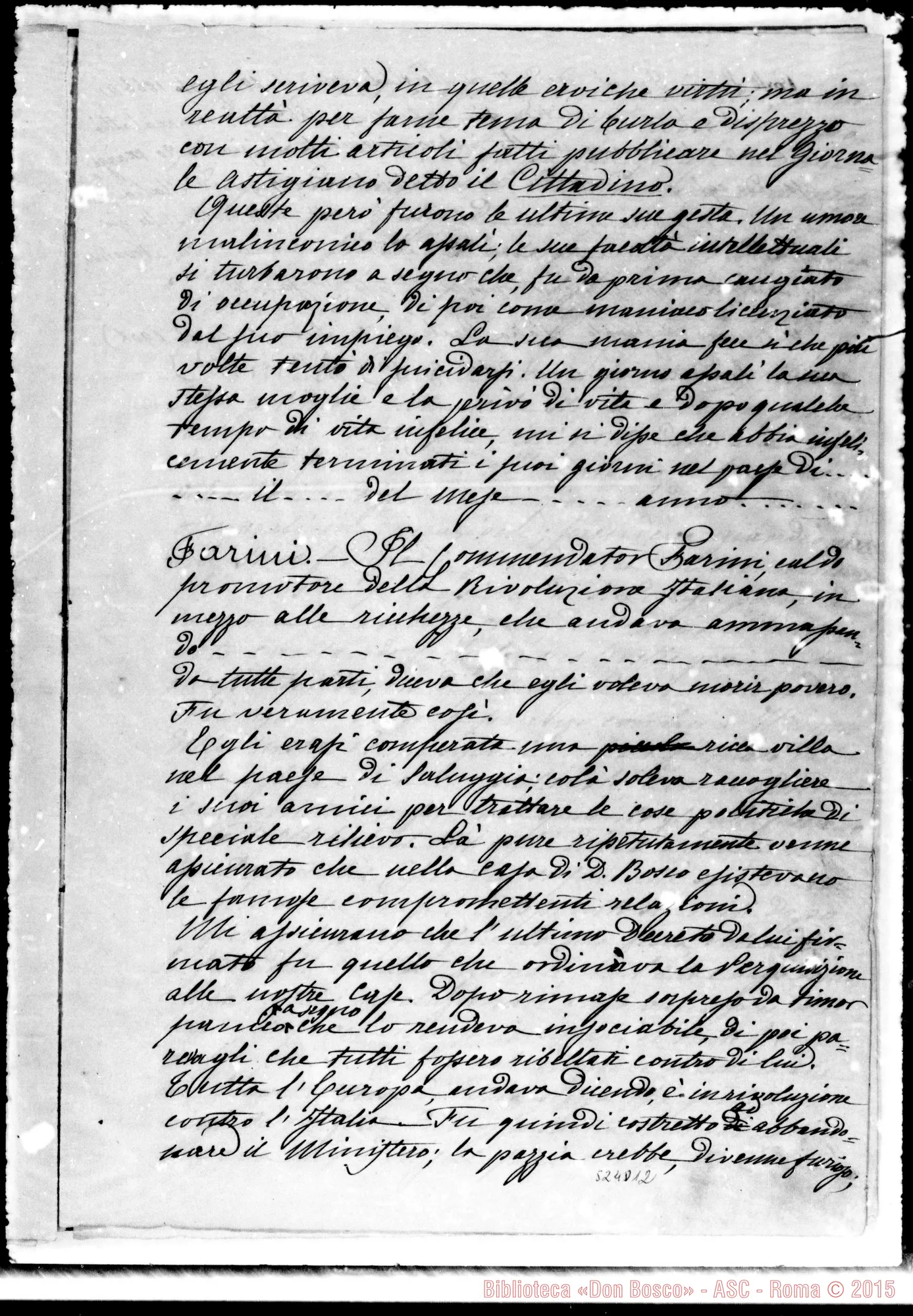 Fotogramma D 12 — «Le Perquisizioni». Copia ms. in due quaderni
