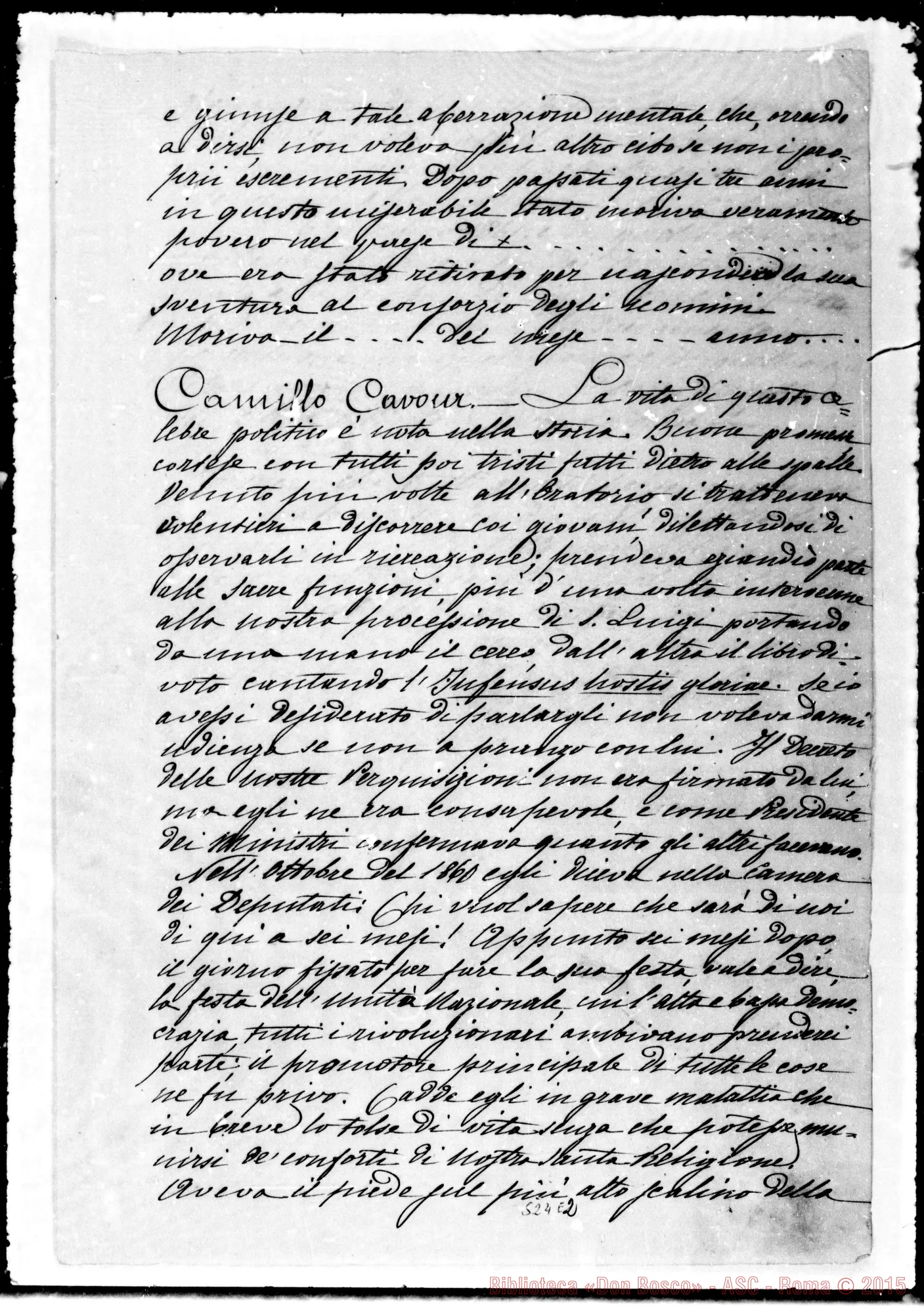 Fotogramma E 2 — «Le Perquisizioni». Copia ms. in due quaderni