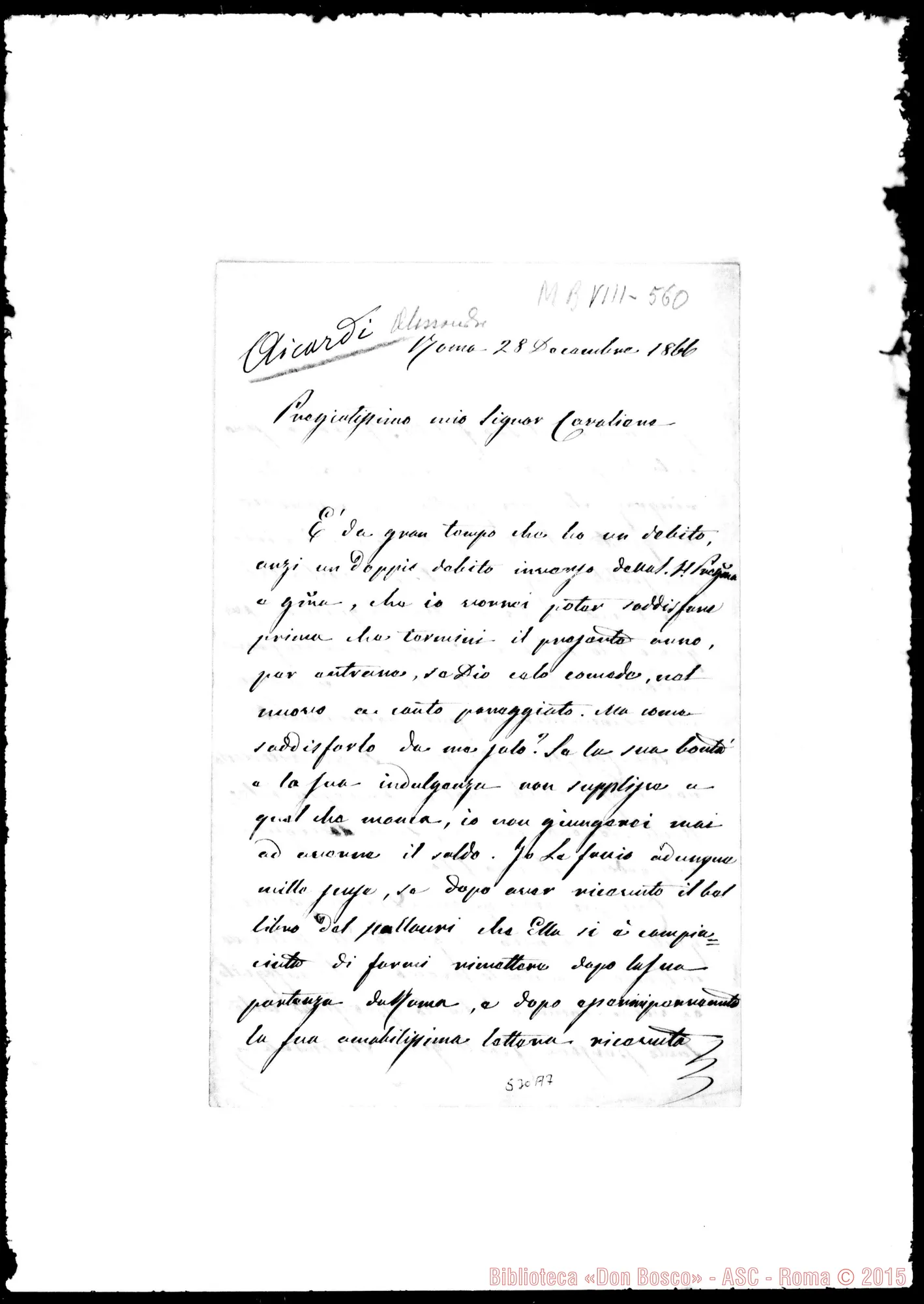 Fotogramma A 7 — Aicardi Alessandro: Lettera al Cavaliere Oreglia