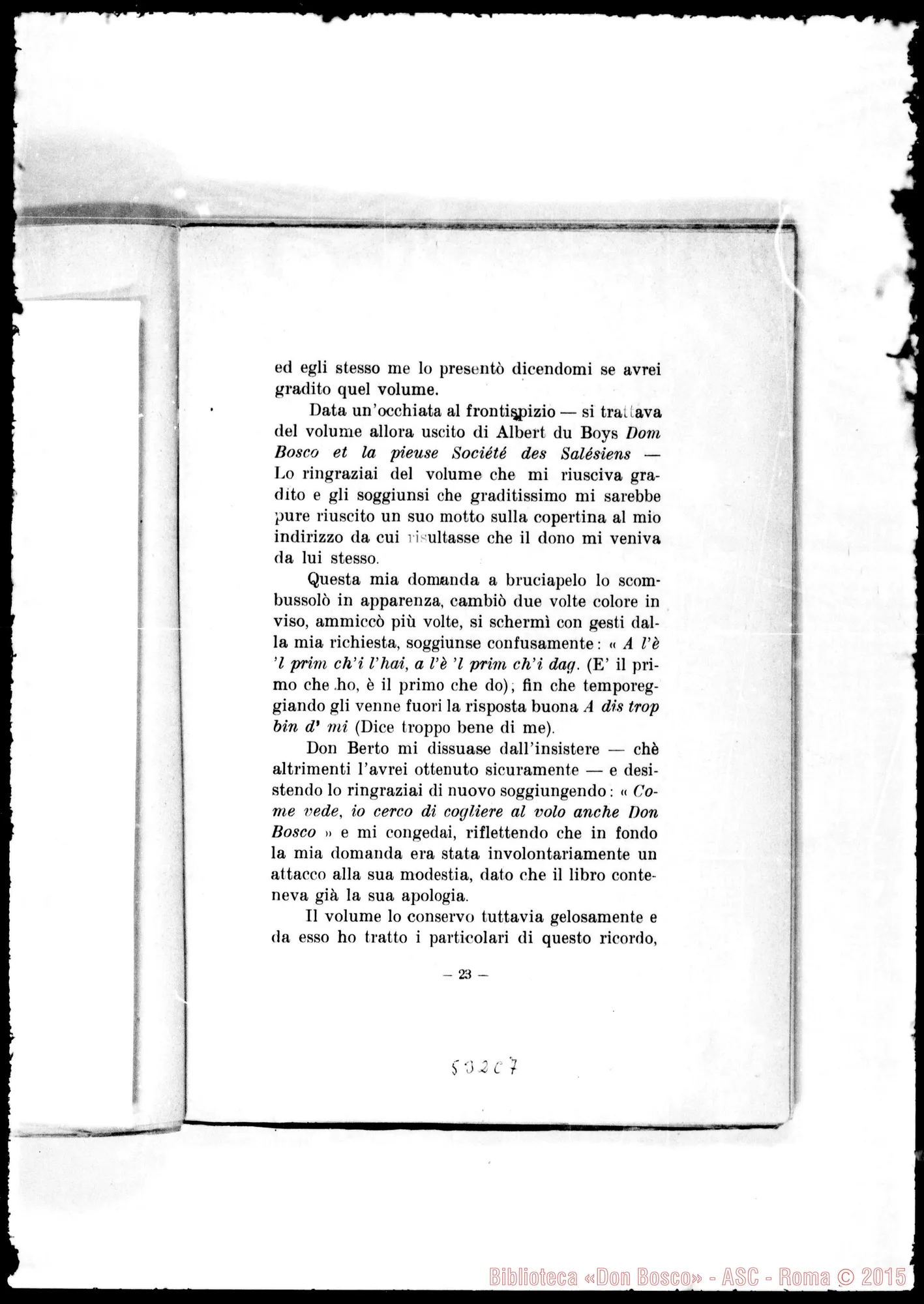 Fotogramma C 7 — «Chi era D. Bosco». Biografia Fisio-Psico-Patologica. Albertotti