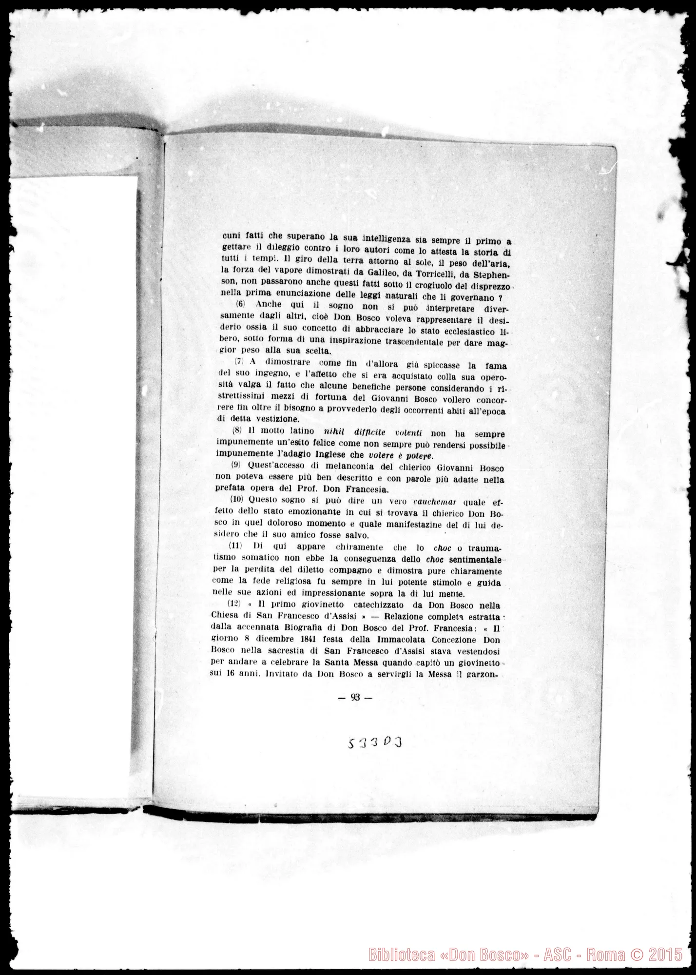 Fotogramma D 3 — «Chi era D. Bosco». Biografia Fisio-Psico-Patologica. Albertotti