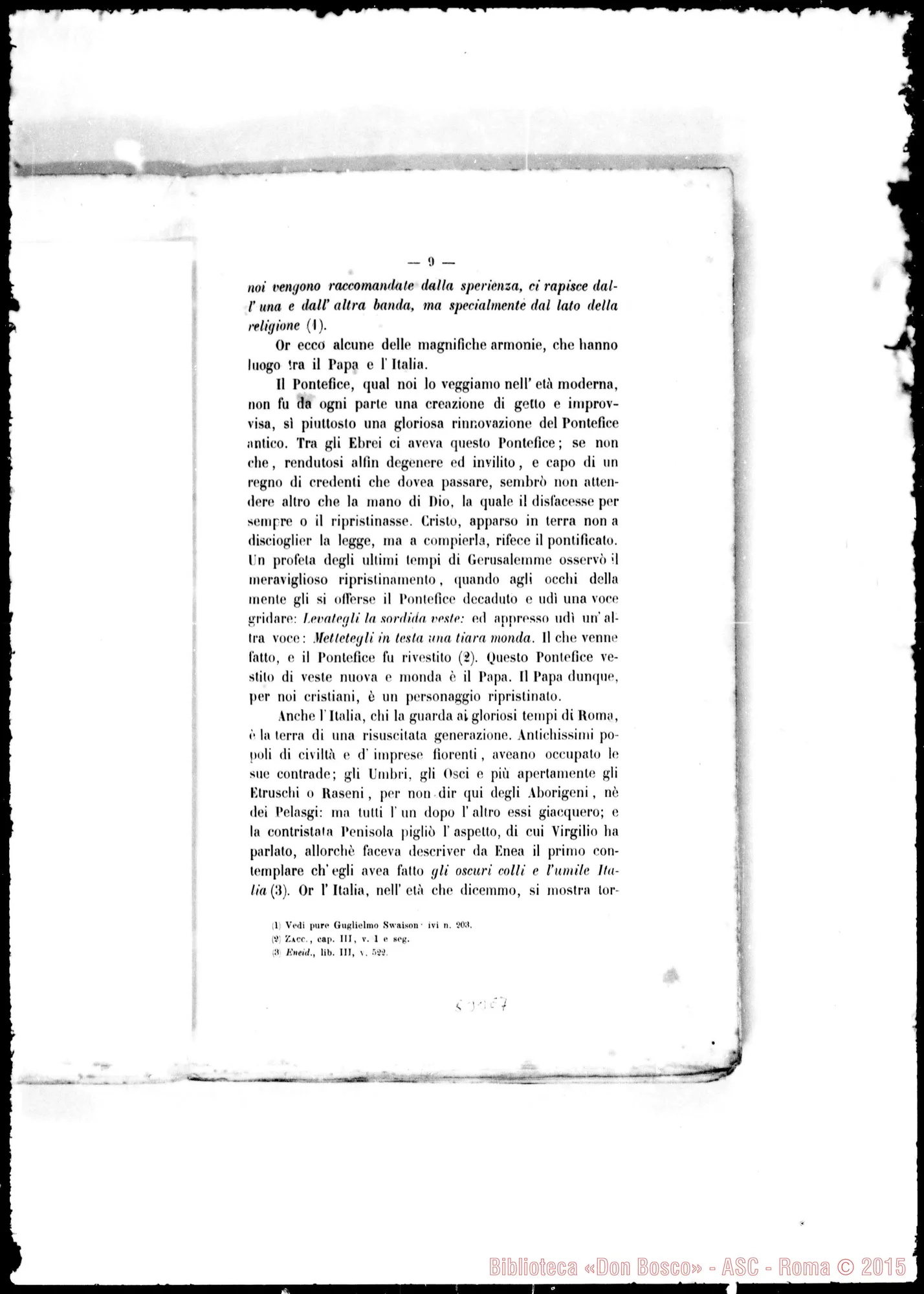 Fotogramma E 7 — Alimonda Gaetano, Card. (1818-1891). Scritti: «li Papa in Italia»…