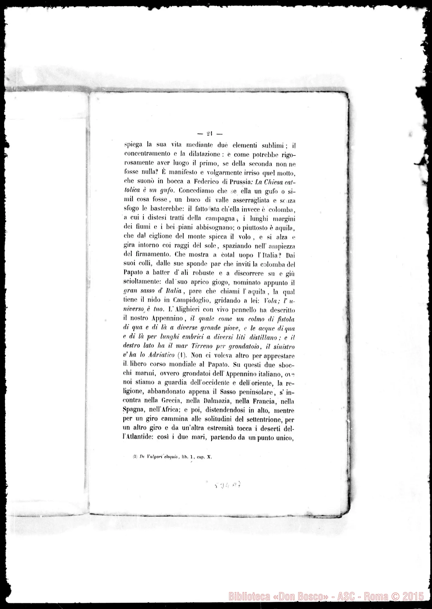 Fotogramma A 7 — Alimonda Gaetano, Card. (1818-1891). Scritti: «li Papa in Italia»…