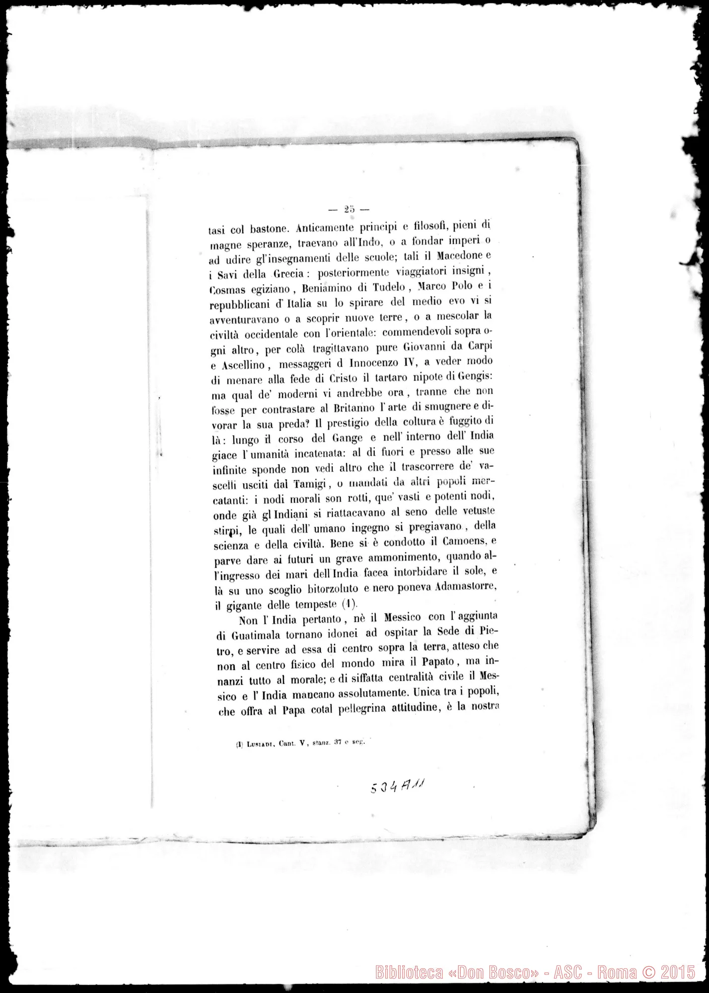 Fotogramma A 11 — Alimonda Gaetano, Card. (1818-1891). Scritti: «li Papa in Italia»…