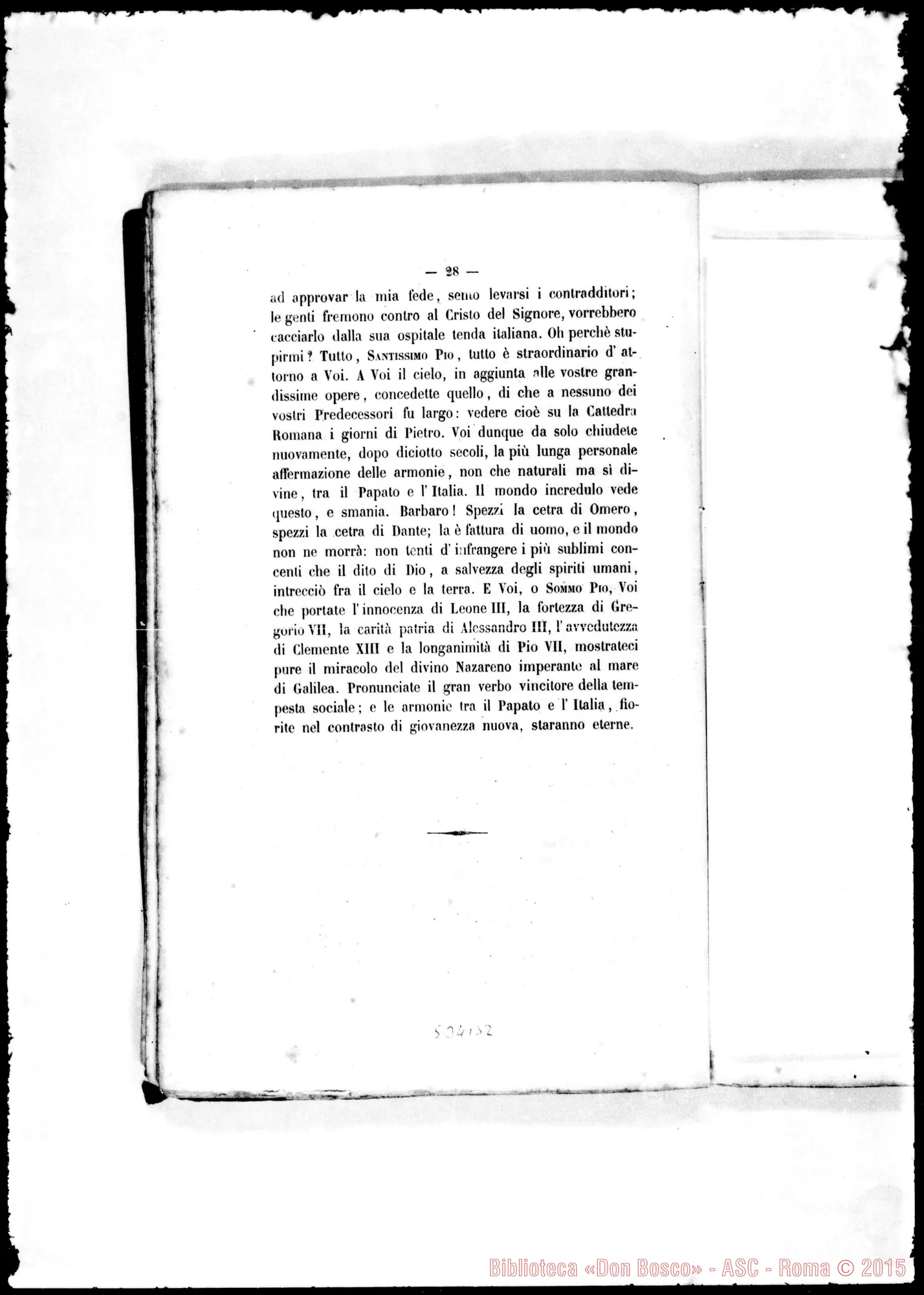 Fotogramma B 2 — Alimonda Gaetano, Card. (1818-1891). Scritti: «li Papa in Italia»…
