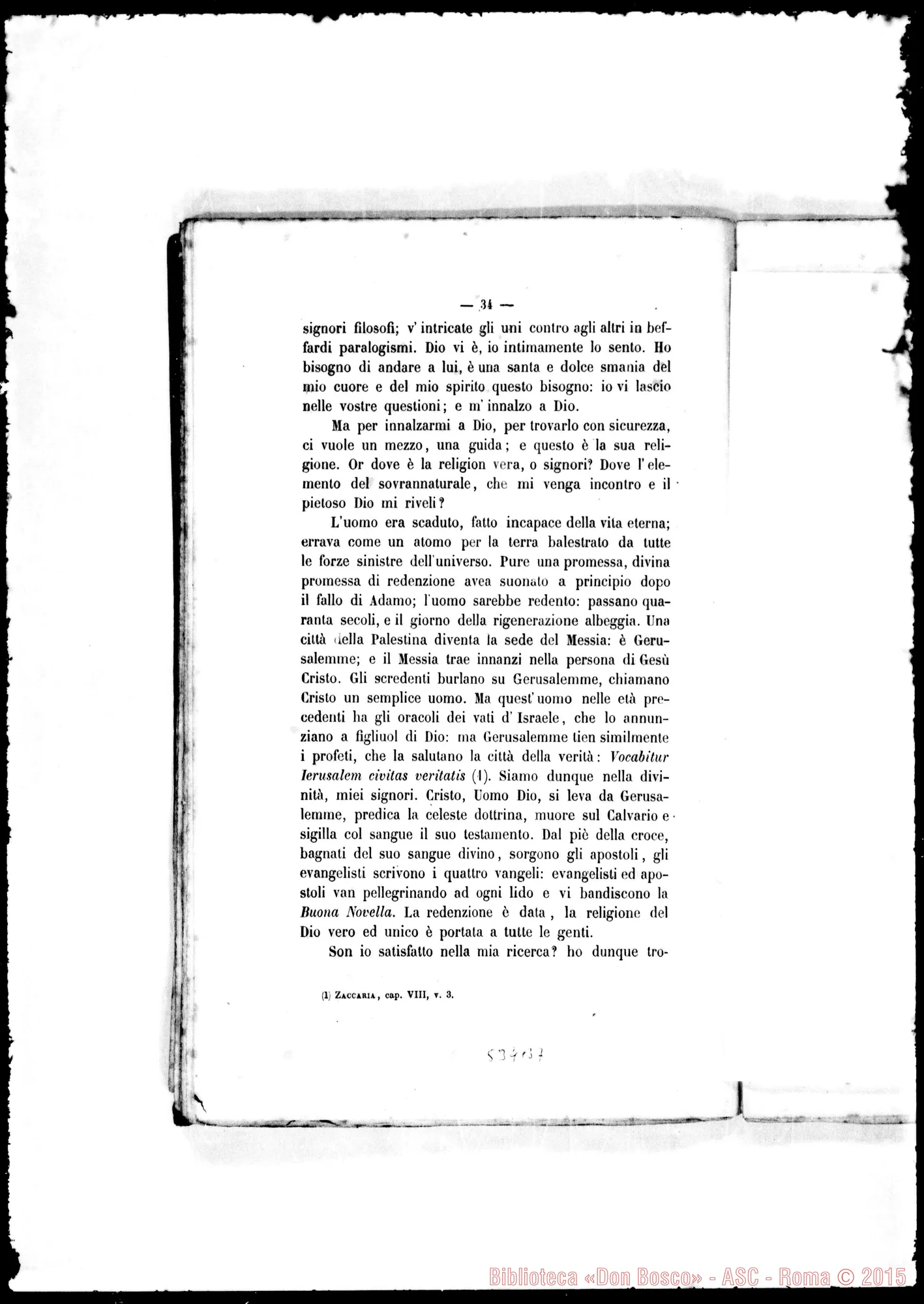 Fotogramma B 7 — Alimonda Gaetano, Card. (1818-1891). Scritti: «li Papa in Italia»…