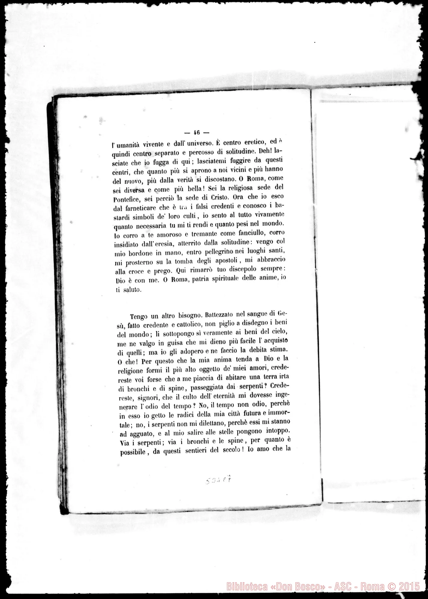 Fotogramma C 7 — Alimonda Gaetano, Card. (1818-1891). Scritti: «li Papa in Italia»…