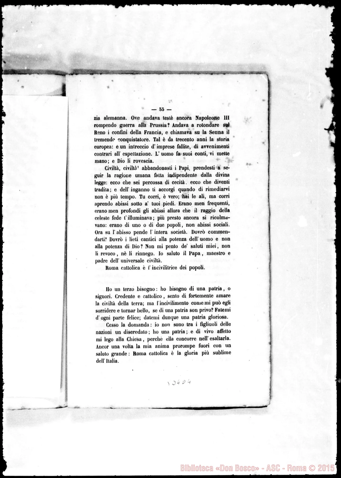 Fotogramma D 4 — Alimonda Gaetano, Card. (1818-1891). Scritti: «li Papa in Italia»…