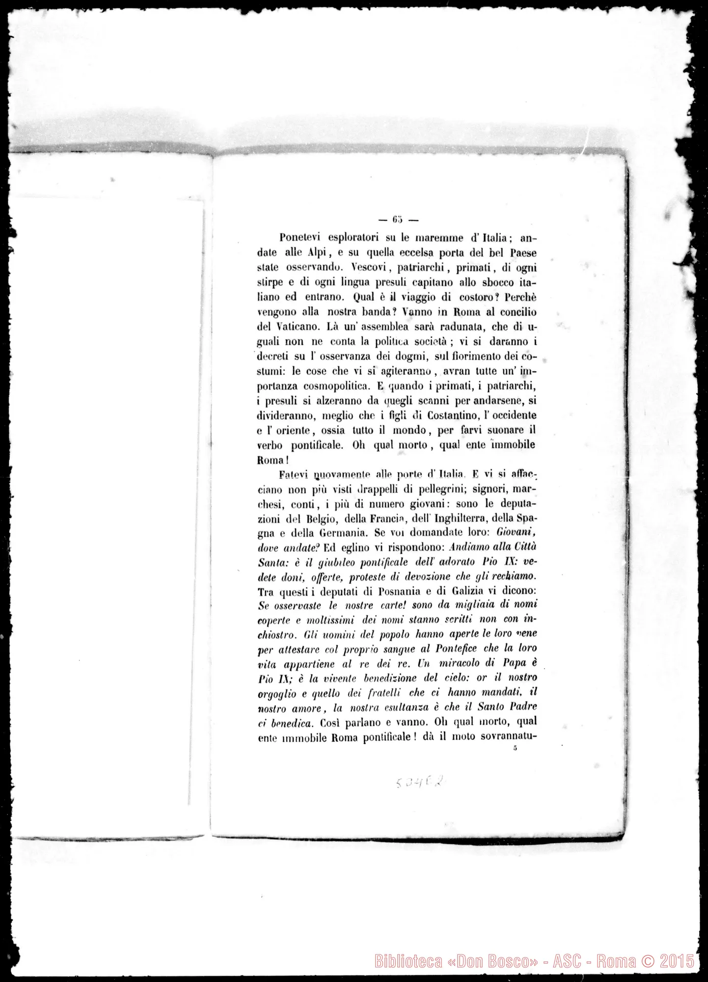 Fotogramma E 2 — Alimonda Gaetano, Card. (1818-1891). Scritti: «li Papa in Italia»…
