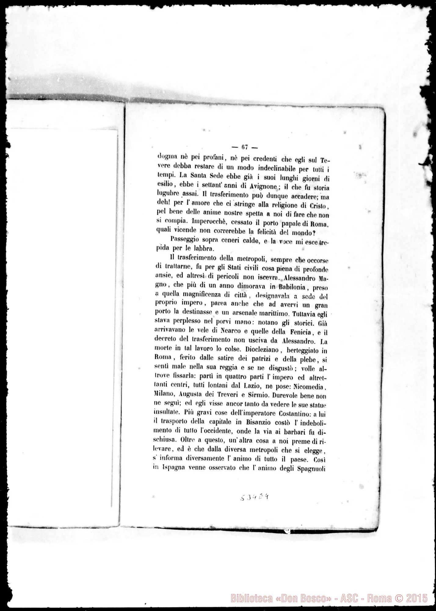 Fotogramma E 4 — Alimonda Gaetano, Card. (1818-1891). Scritti: «li Papa in Italia»…