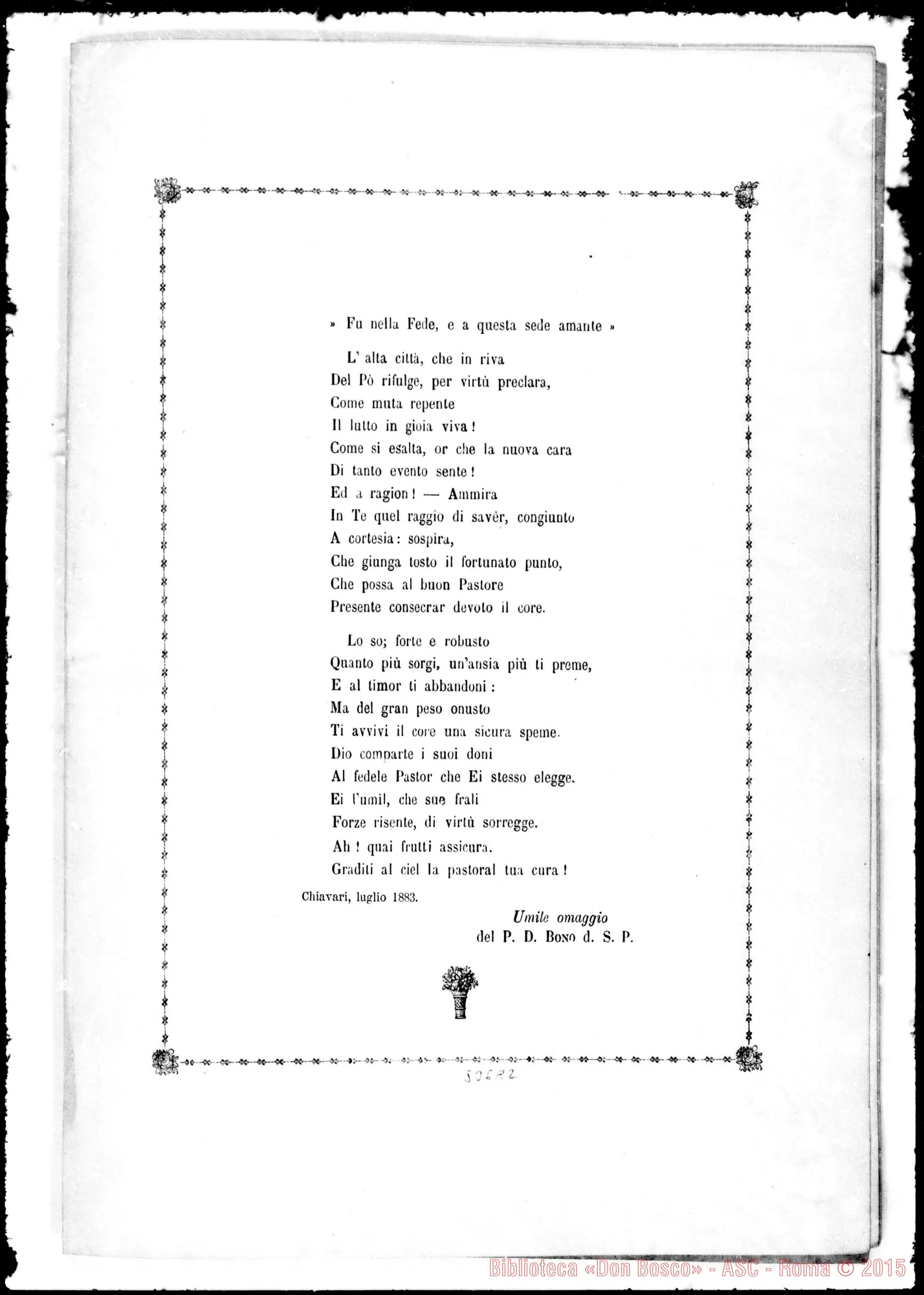 Fotogramma A 2 — A Sua Eminenza il Card. Alimonda. Stampato