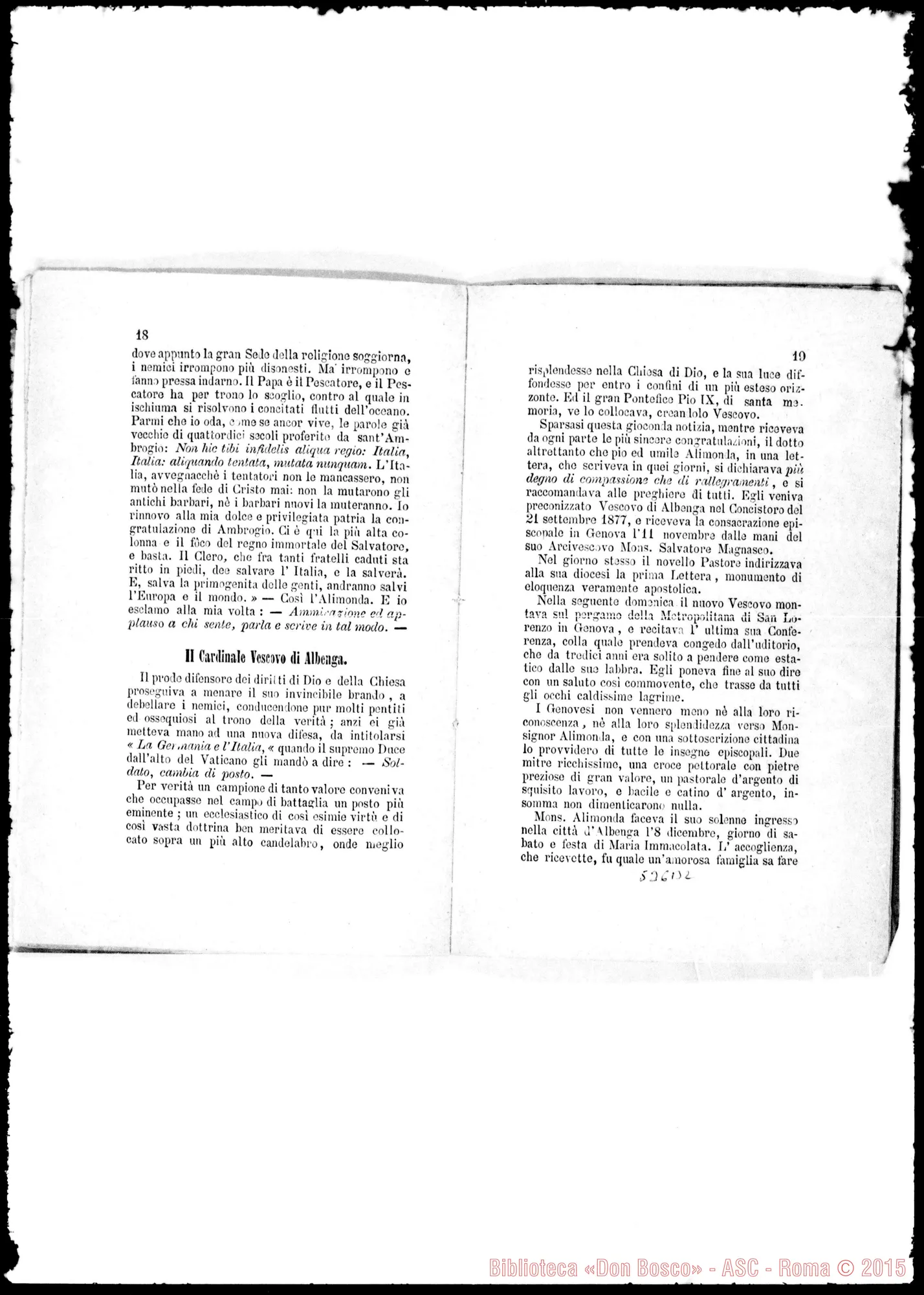 Fotogramma B 2 — Gaetano Alimonda: Biografia. Stampato. Prefazione Bonetti