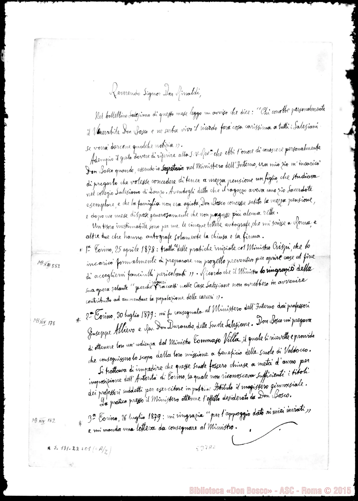 Fotogramma A 2 — Aluffi G.B.: Lettera: Aluffi-Rinaldi, nel 1925