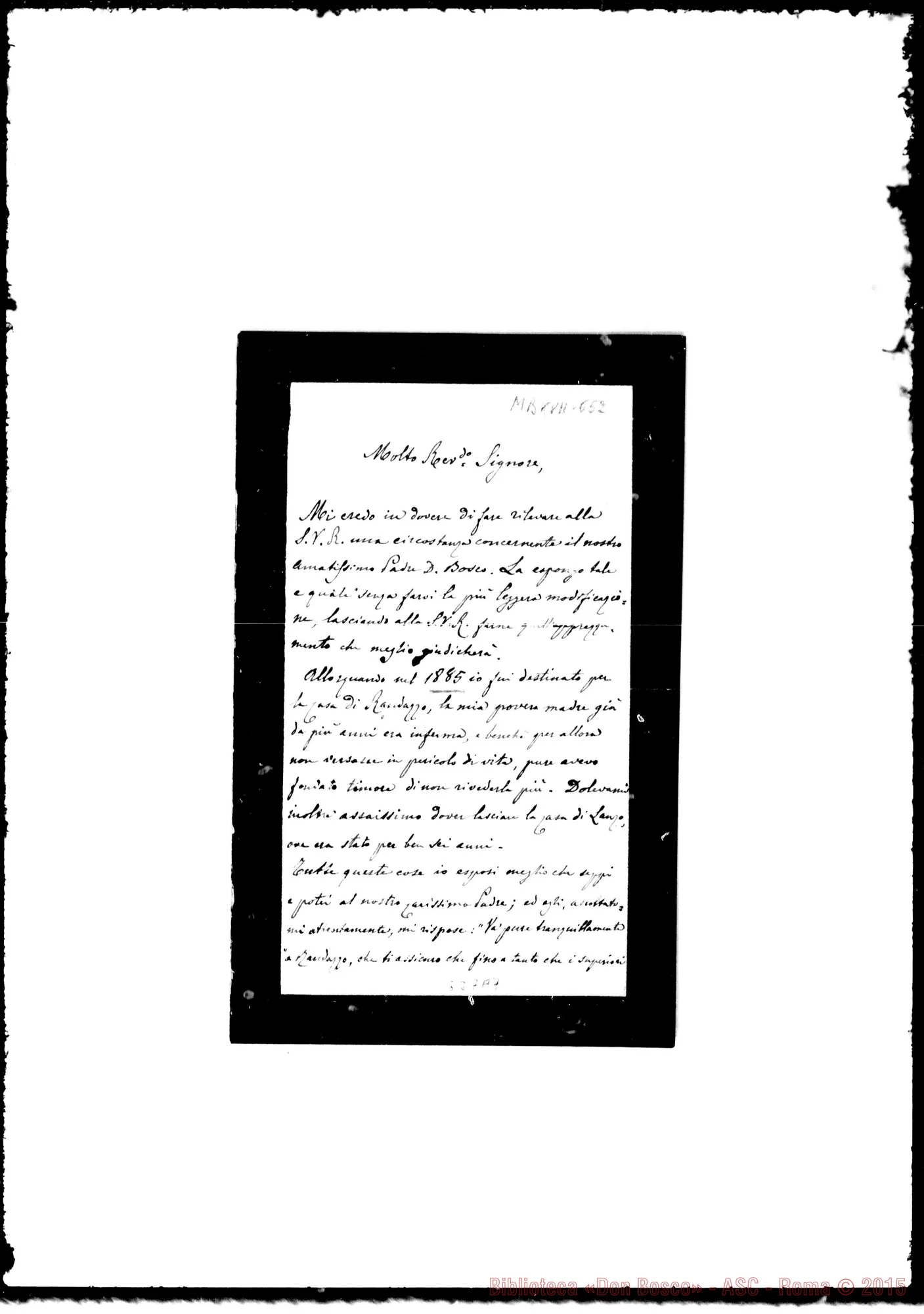 Fotogramma A 7 — Amossi Augusto, sac.: Lettera Amossi-Molto Rev.do Signore