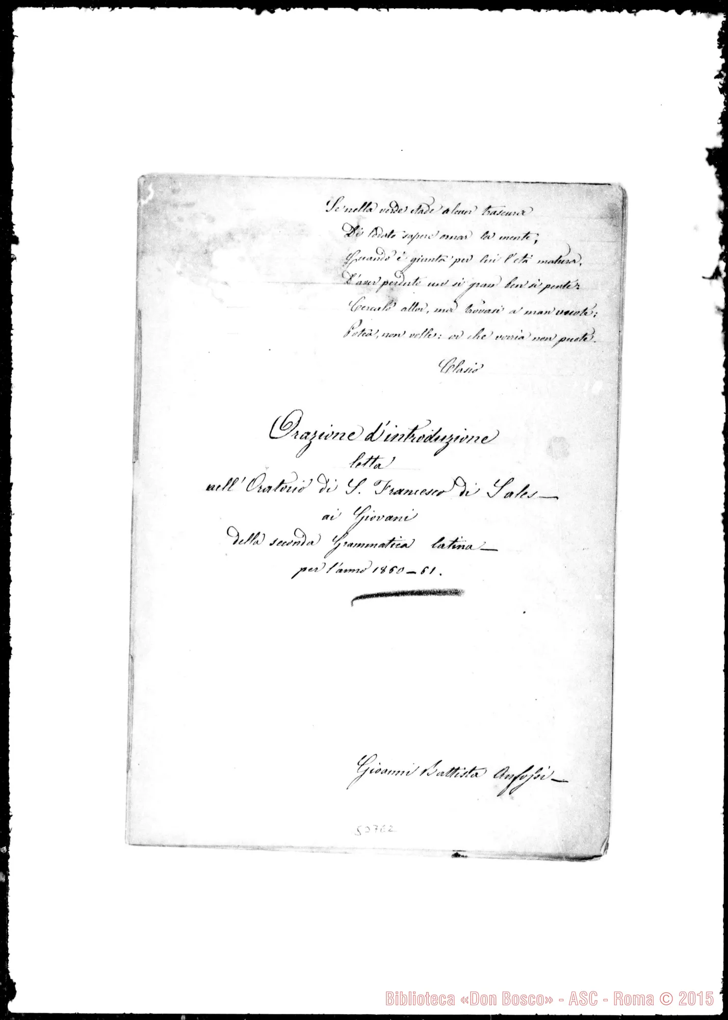 Fotogramma E 2 — Orazione d’introduzione… ai Giovani… Ms.-
