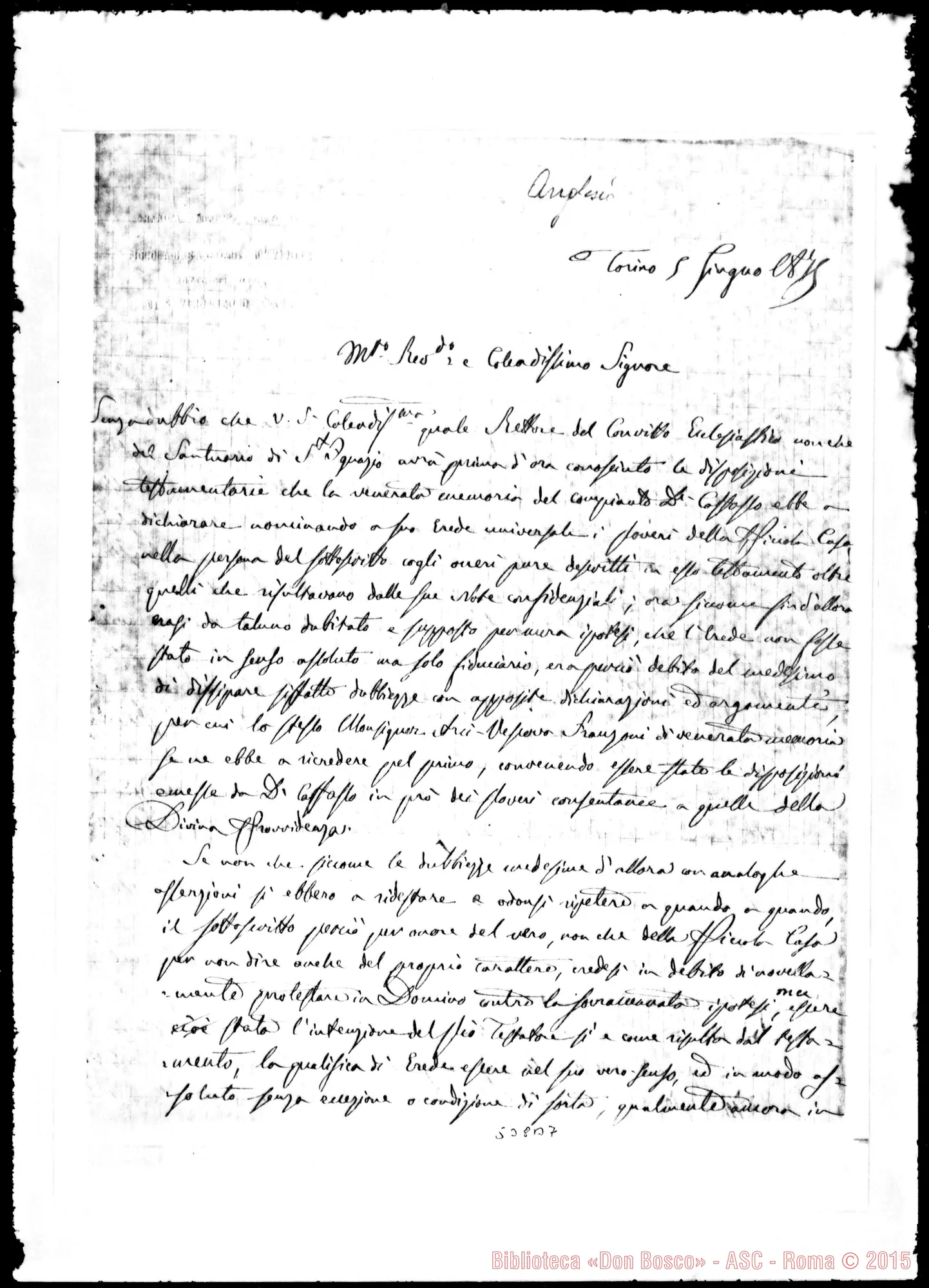 Fotogramma B 7 — Anglesio Luigi, sac. Lettere: Anglesio-Rettore del Convitto Ecclesiastico