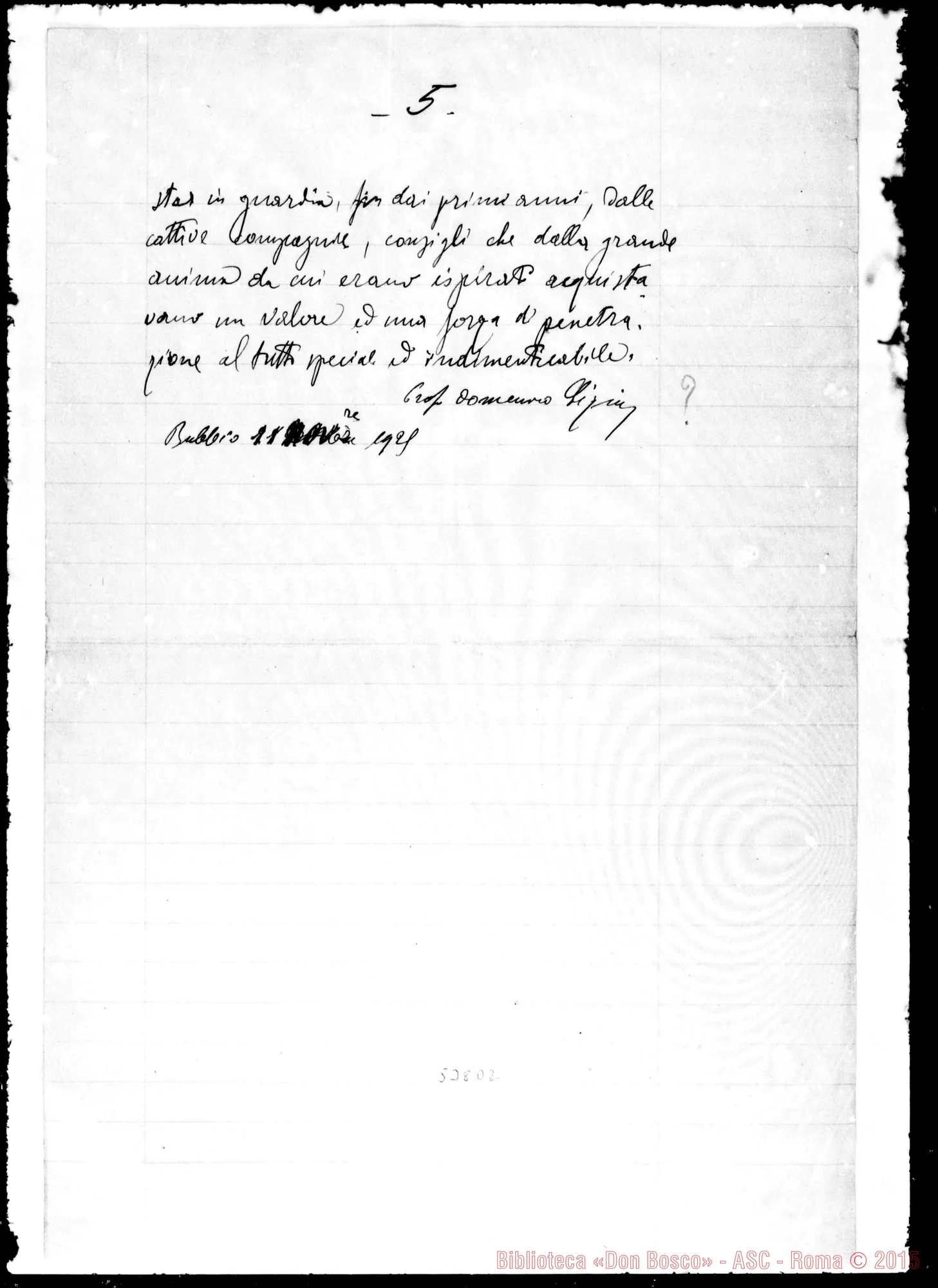 Fotogramma D 2 — «Poiché la brevità della vita…»