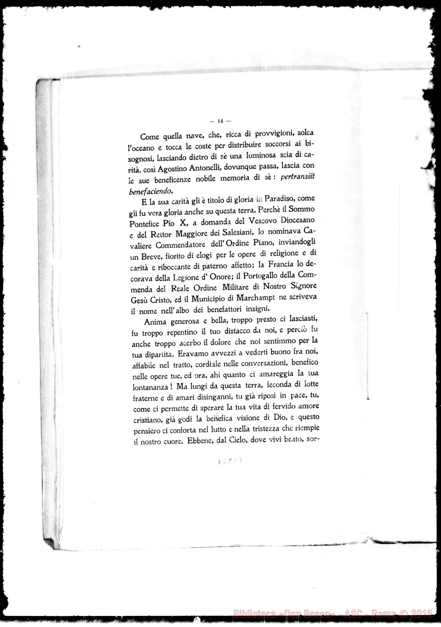 Fotogramma E 7 — Antonelli Agostino. Nella morte del Conte Commendatore Agostino Antonelli