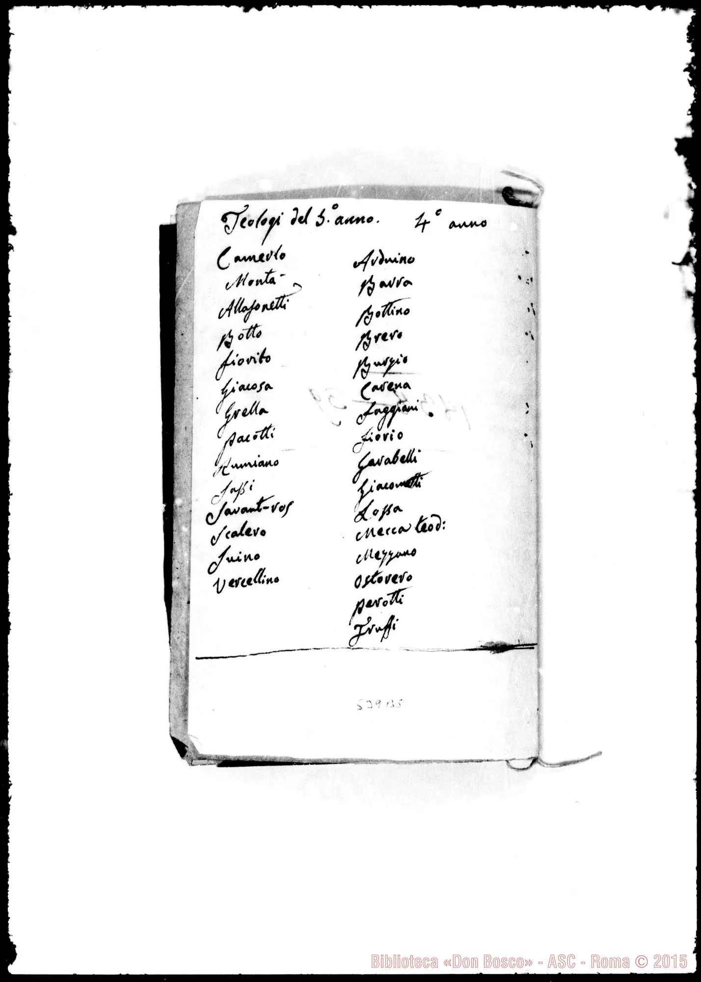 Fotogramma B 5 — Elenchi di seminaristi: 1838-39