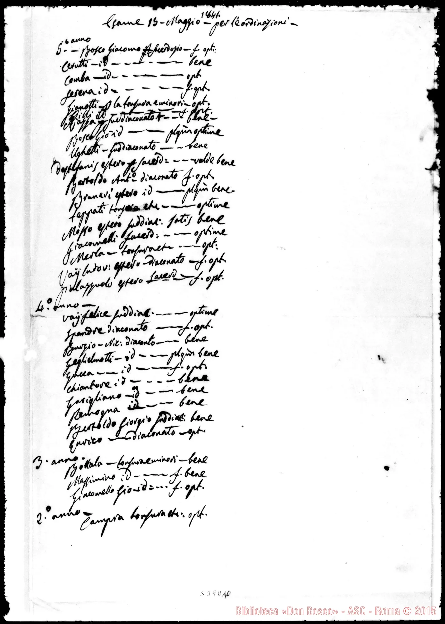 Fotogramma D 10 — . Voti dell’esame
