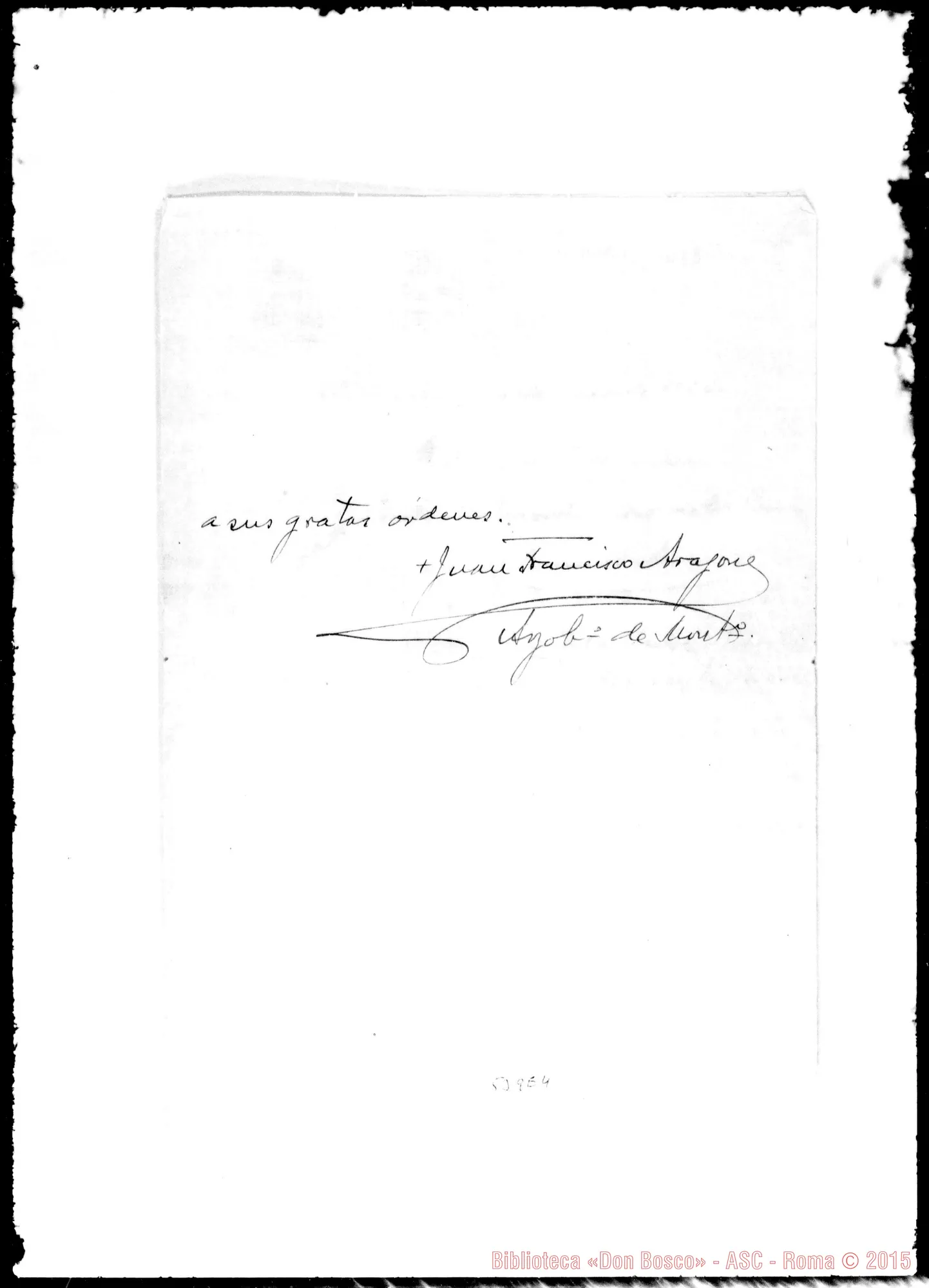 Fotogramma E 4 — Mons. Aragone-Vespignani. Lettera originale