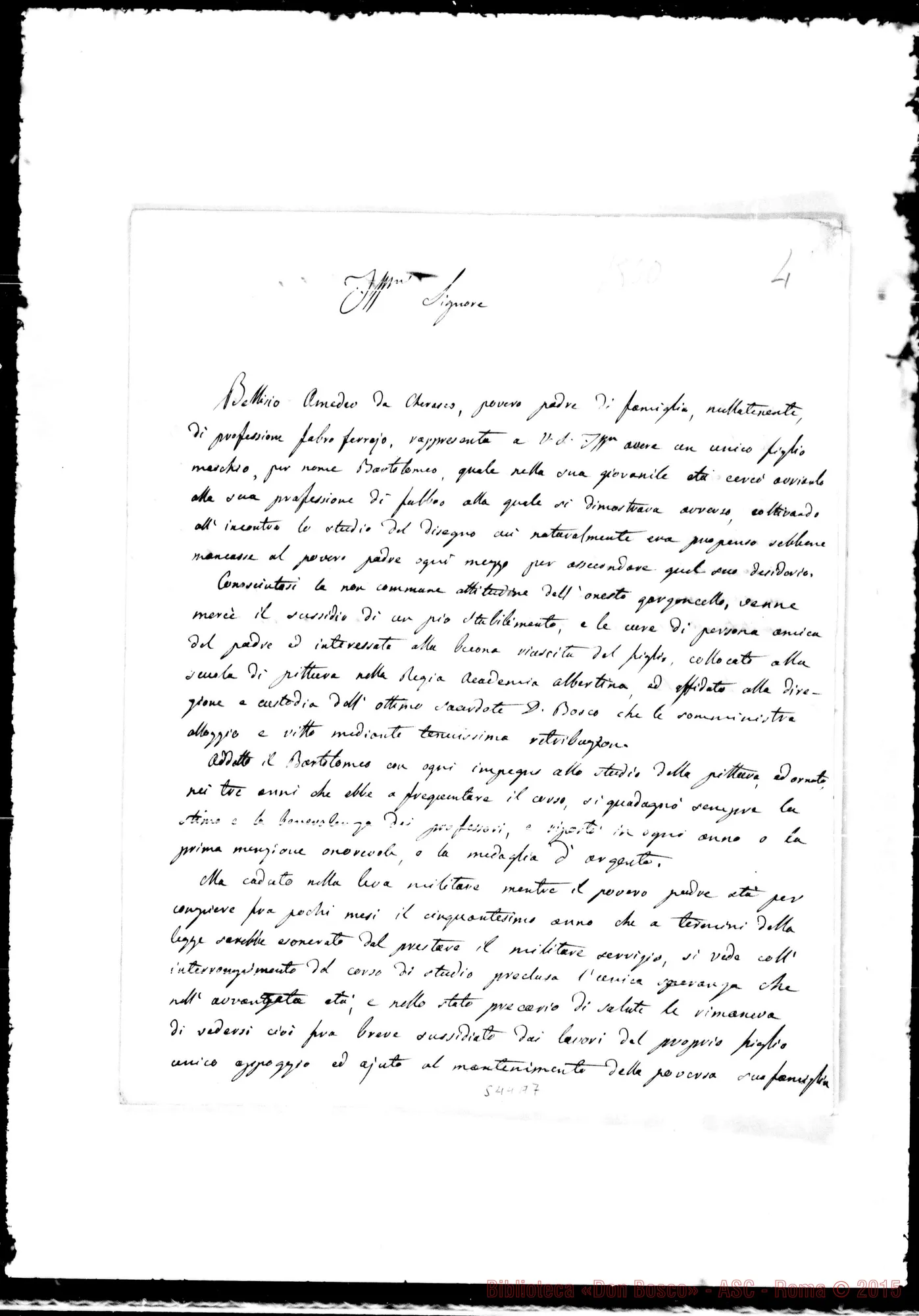 Fotogramma A 7 — Lettera: Amedeo Bellisio-lll.mo Signore