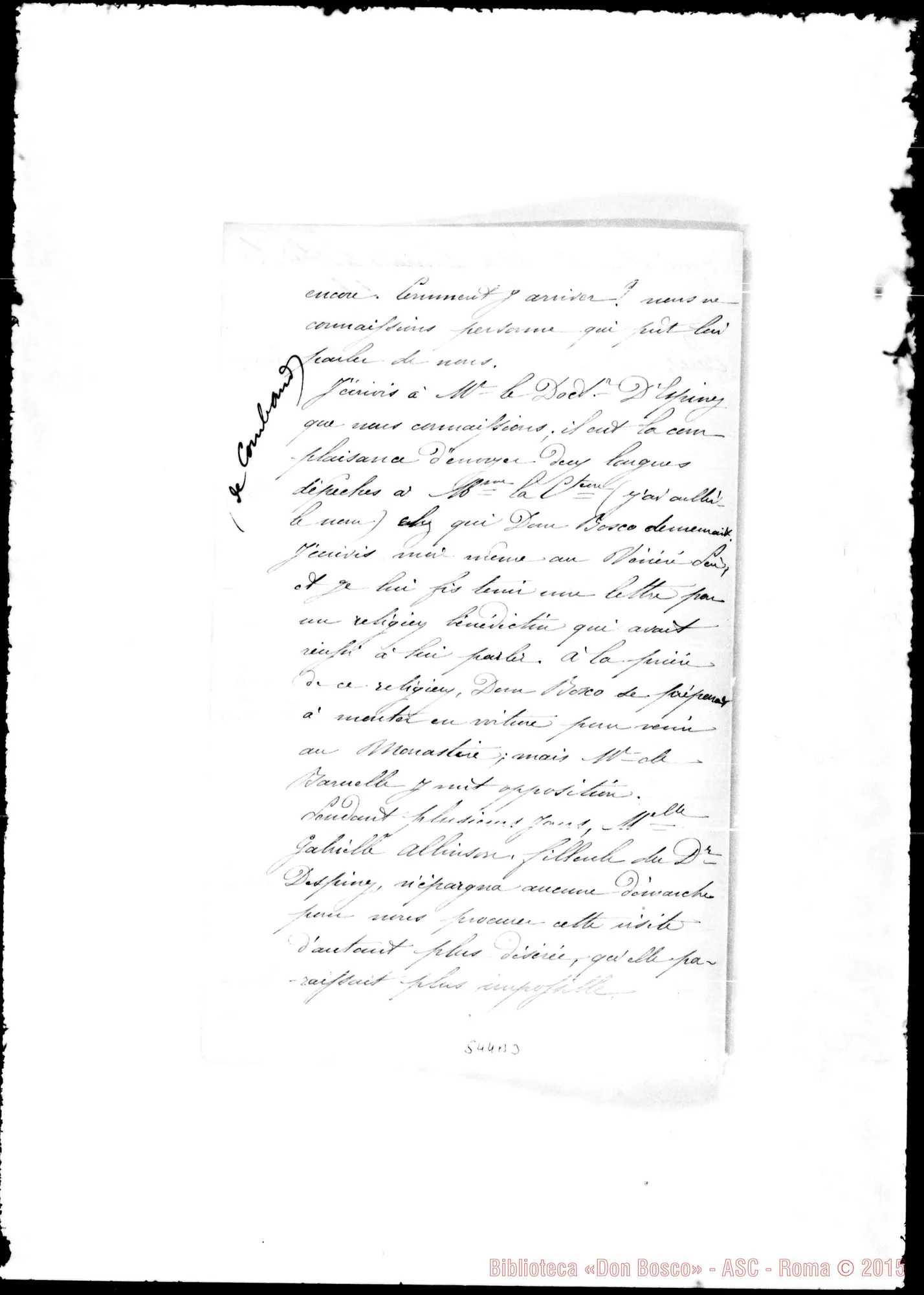 Fotogramma B 3 — Benedettine di Parigi. Lettera: Scolastique-Mon Révérend Pére
