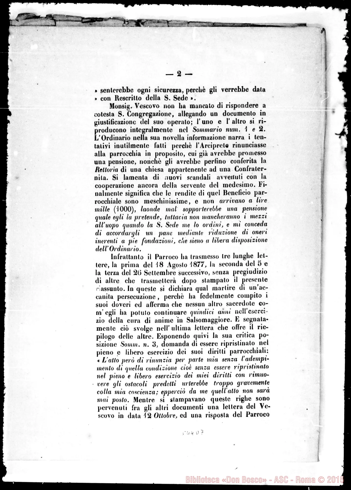 Fotogramma D 7 — Berardi Giuseppe, card. (1810-1878). «Il Mese di Novembre 1877…» Stampato