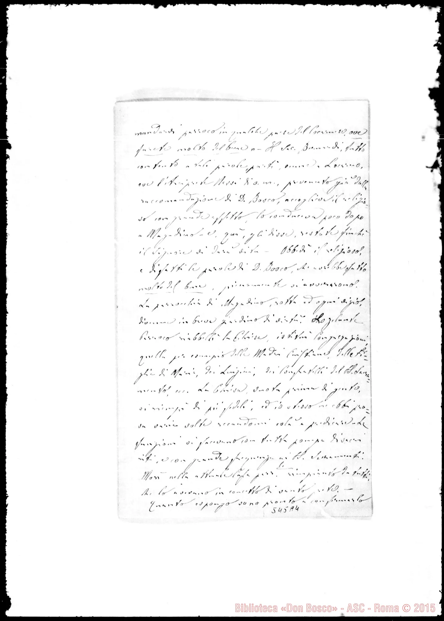Fotogramma A 4 — Bernardi Edoardo, sac. Lettera: Guglielmo Buetti-Agostino Anzini