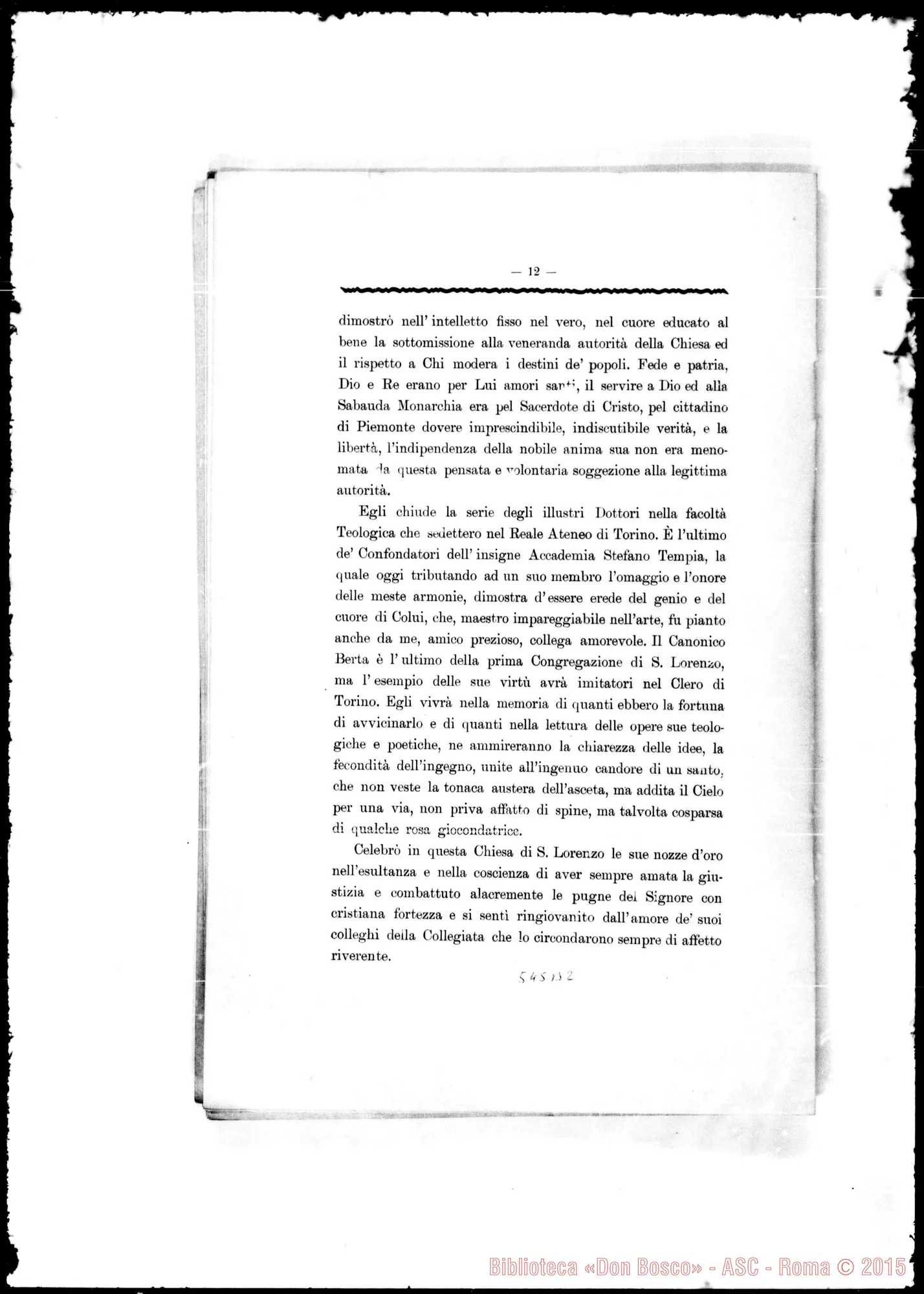Fotogramma B 2 — Berta Augusto, sac. (1823-1902). Commemorazione funebre, letta dal Can. Bonnet