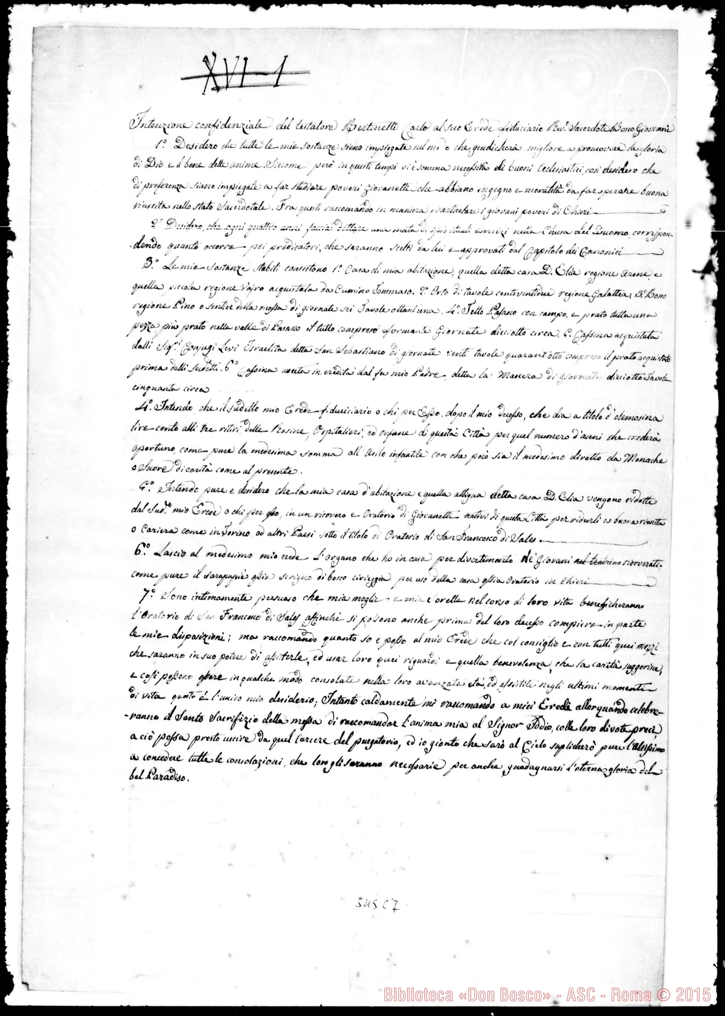 Fotogramma C 7 — Intenzione confidenziale del testatore