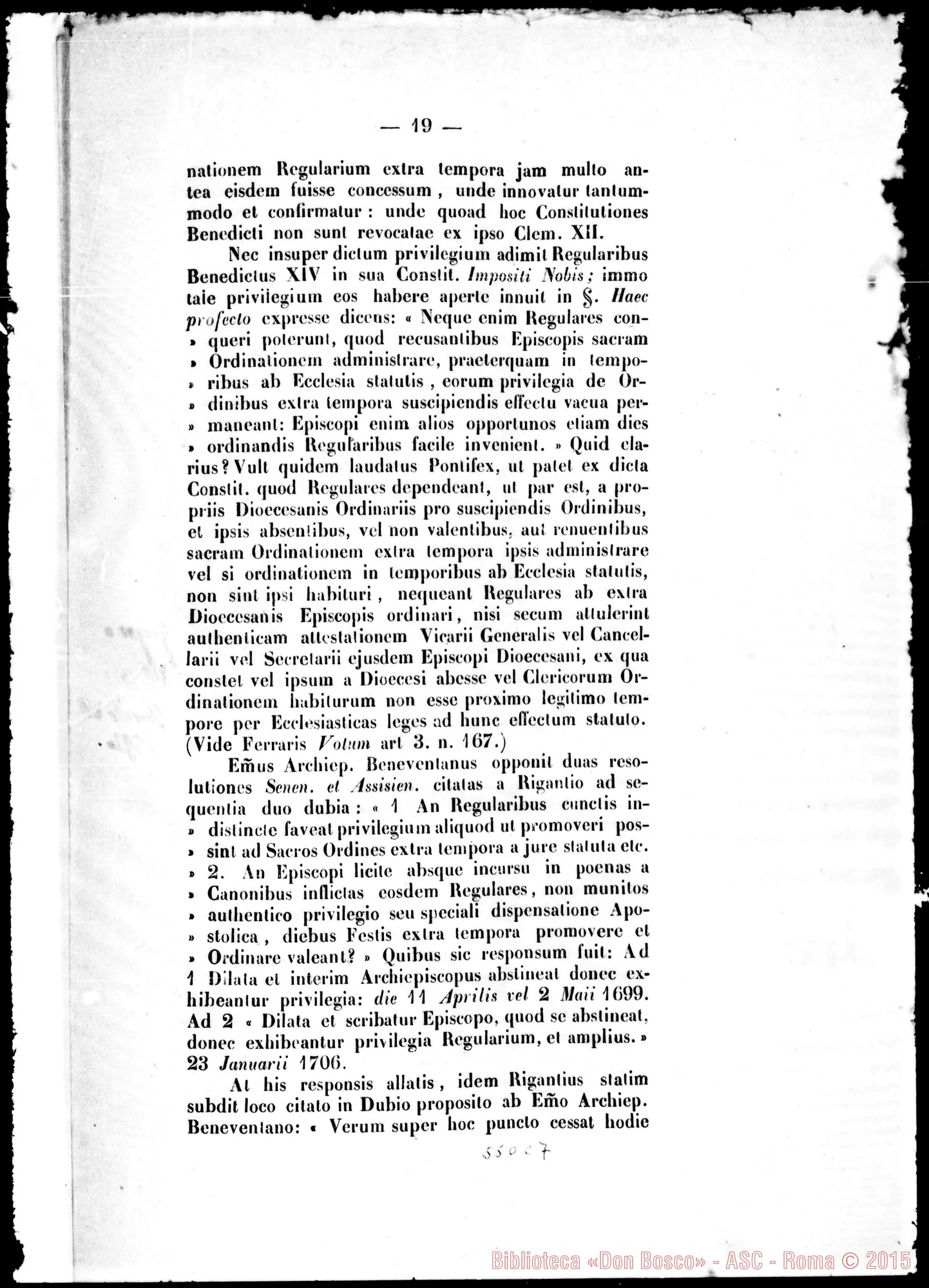 Fotogramma C 7 — Bianchi Raimondo, sac. O.P., consultore della S.C. VV. E RR. «Extra tempora»