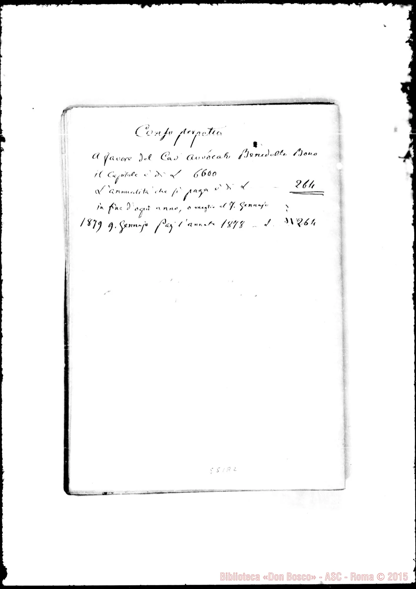 Fotogramma A 2 — Bianco Carlo, barone di Barbania. Documenti relativi al legato testamentario