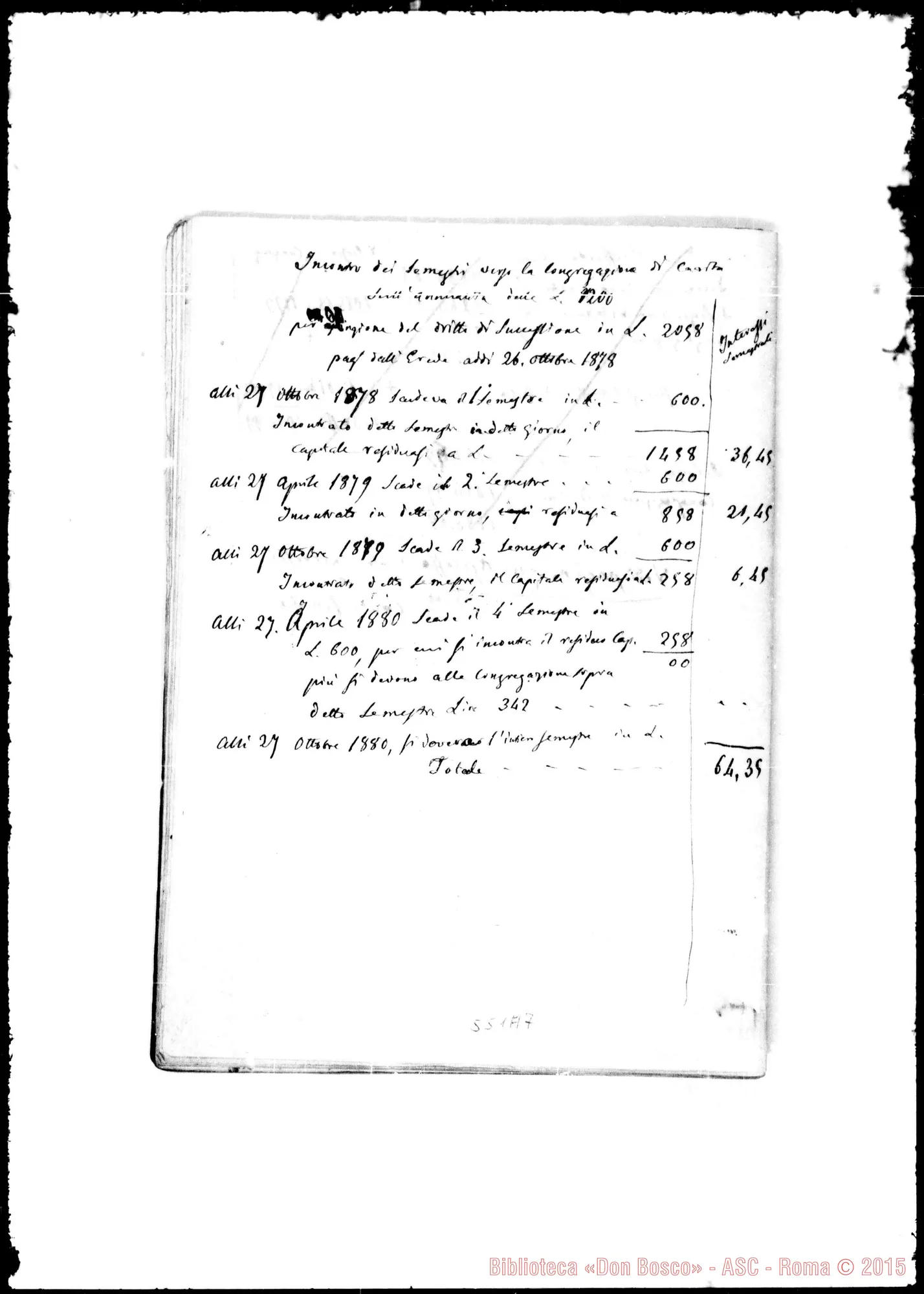 Fotogramma A 7 — Bianco Carlo, barone di Barbania. Documenti relativi al legato testamentario