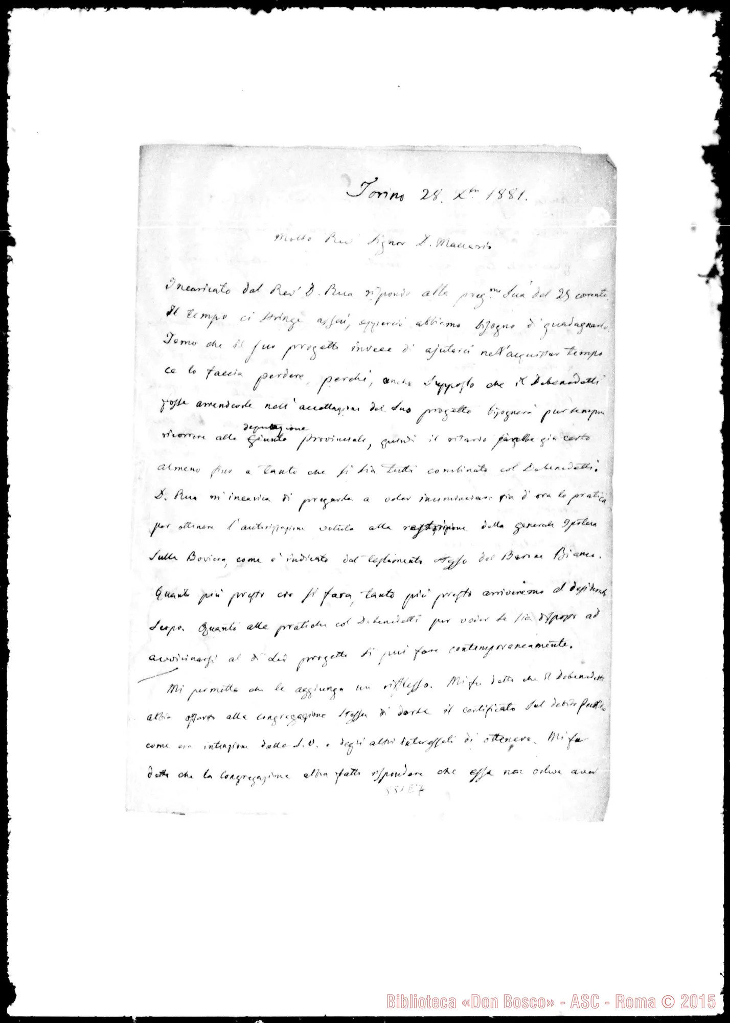 Fotogramma E 7 — Minuta di lettera A Macario Isidoro