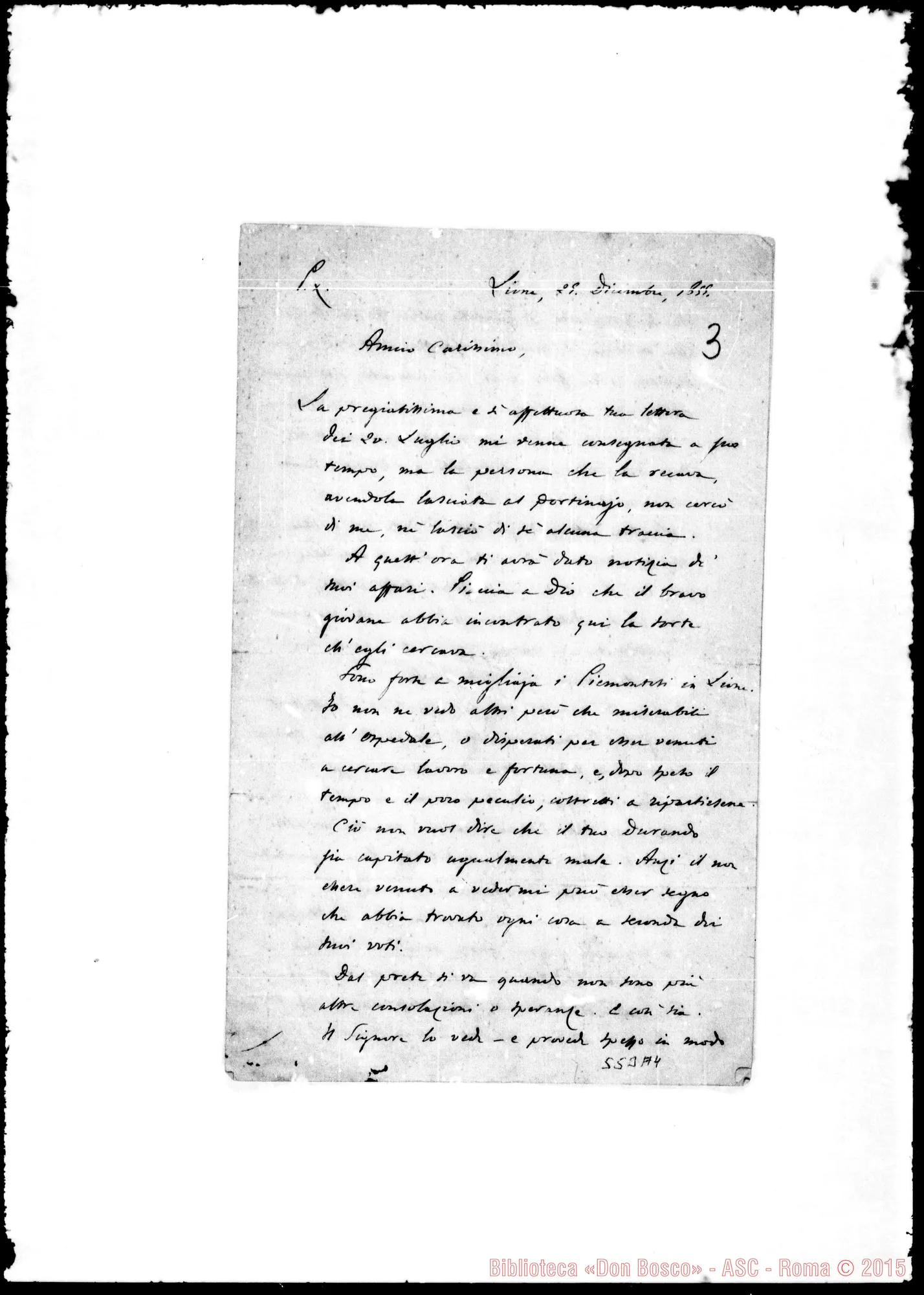 Fotogramma A 4 — Lettera: Silvio Pellico-Teol. Borei
