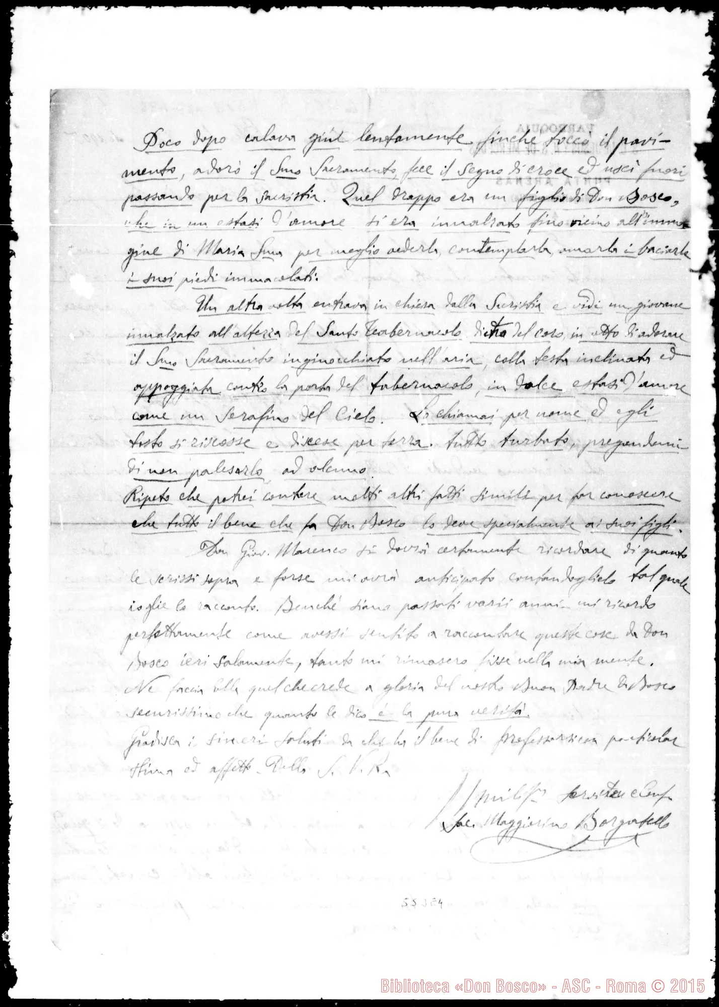 Fotogramma E 4 — Borgatello Maggiorino, sac. SDB. Lettera: Borgatello-Lemoyne