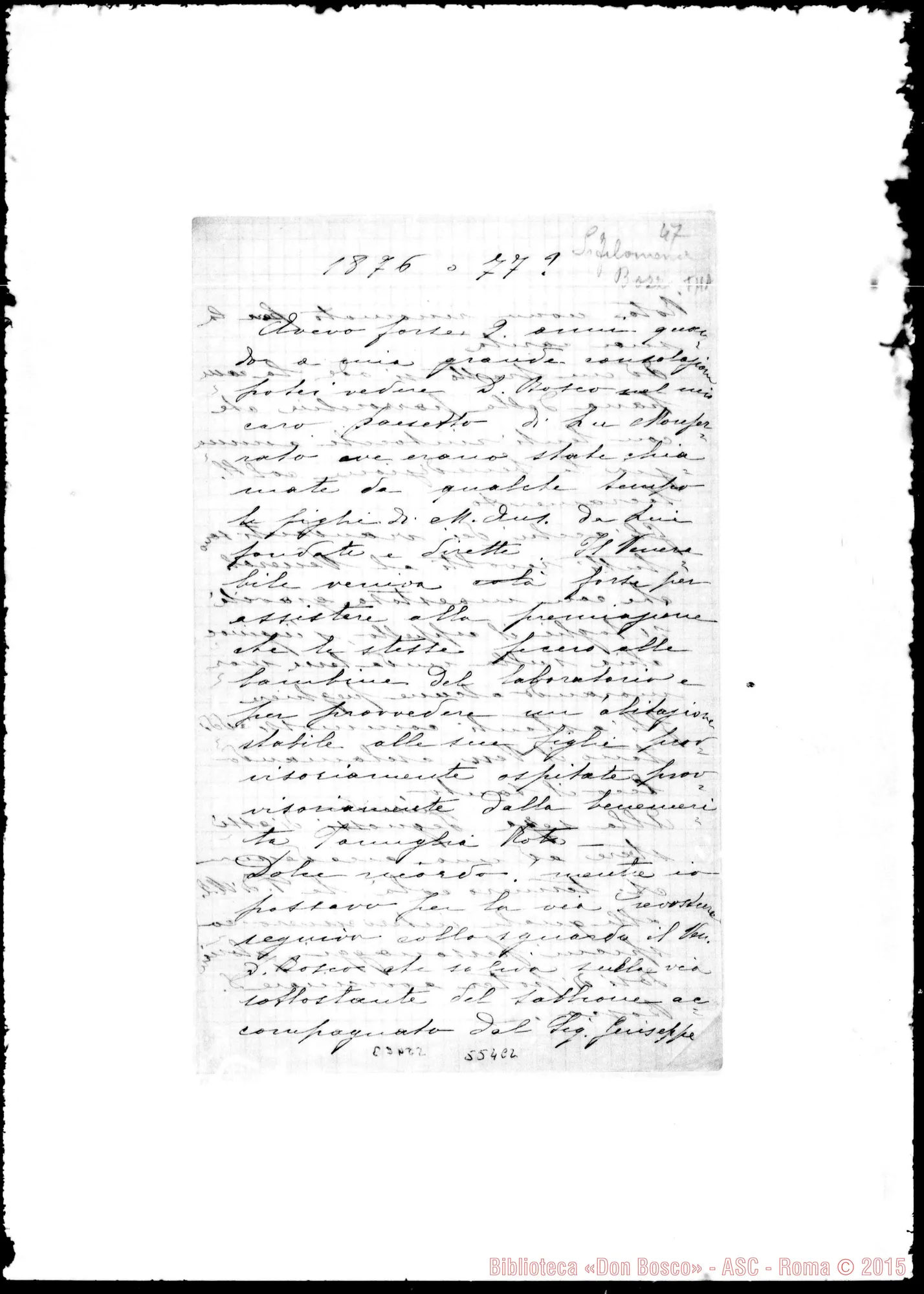 Fotogramma C 2 — Bozzo Filomena, suora F.M.A.: Relazione riguardante un fatto vita D. Bosco