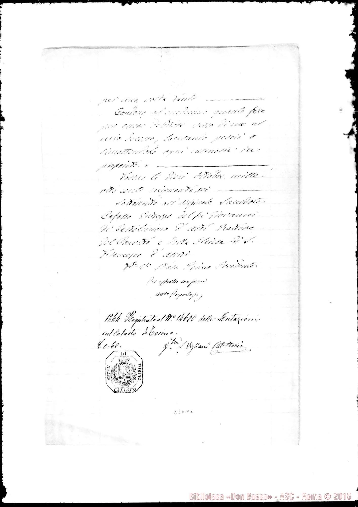 Fotogramma A 2 — Del Testamento di D. Cafasso
