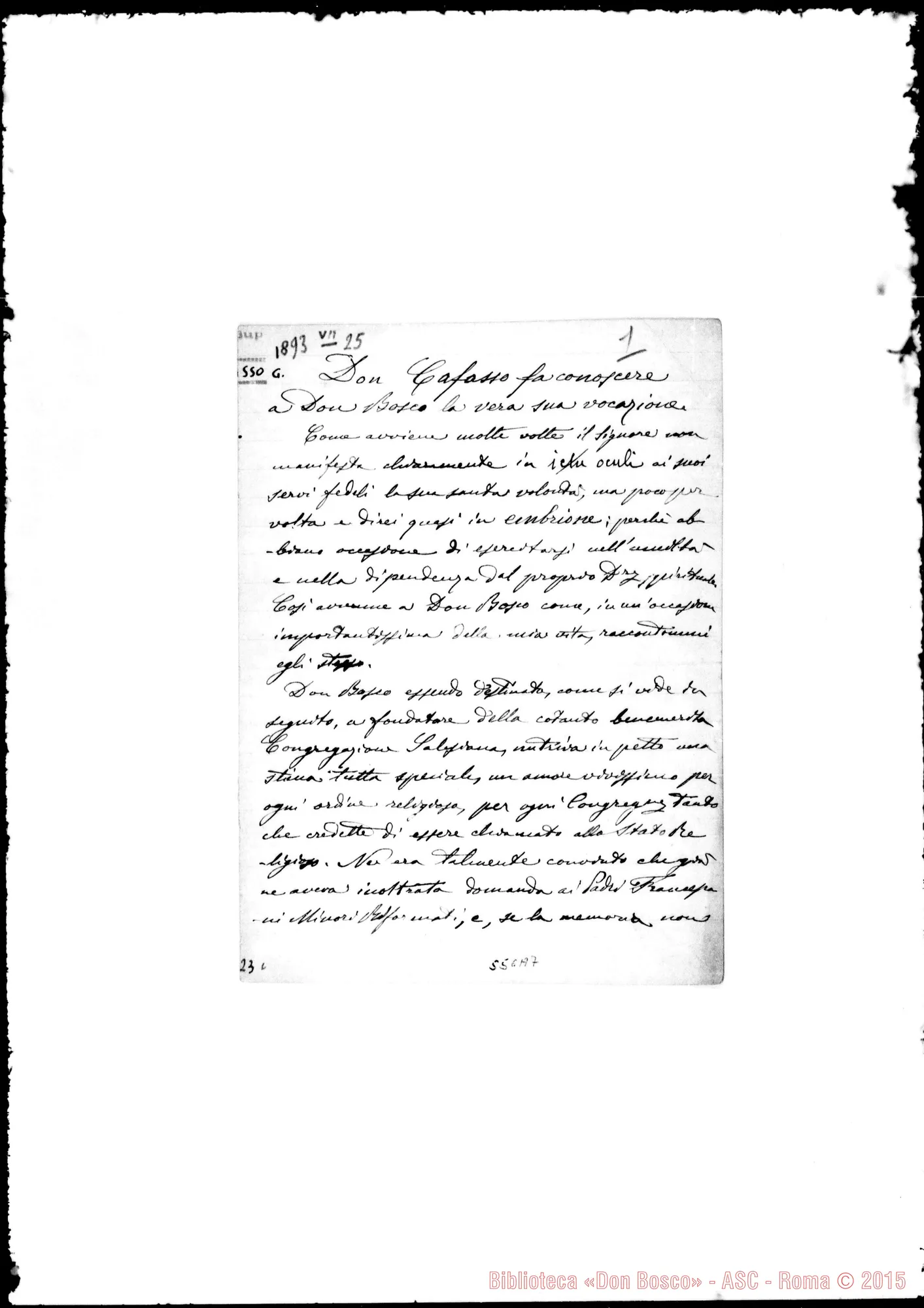 Fotogramma A 7 — D. Cafasso fa conoscere A D. Bosco la sua vera vocazione