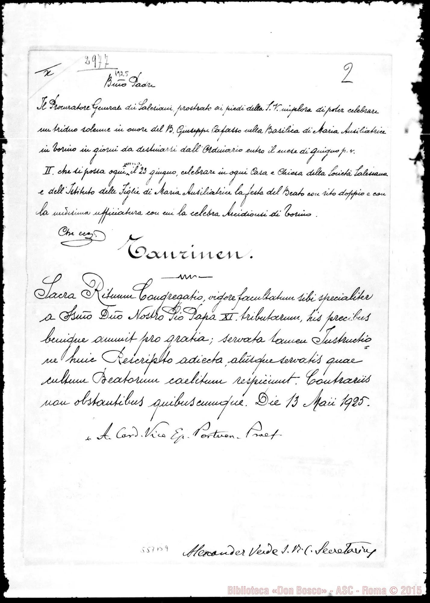 Fotogramma B 9 — Rescritto della S.C. dei Riti
