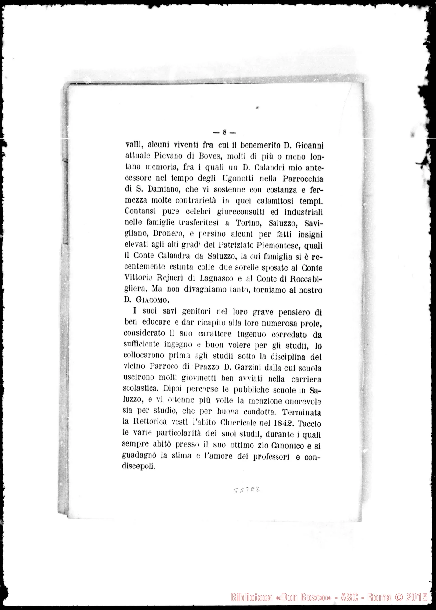 Fotogramma E 2 — Calandri Giacomo, sac. Breve necrologia