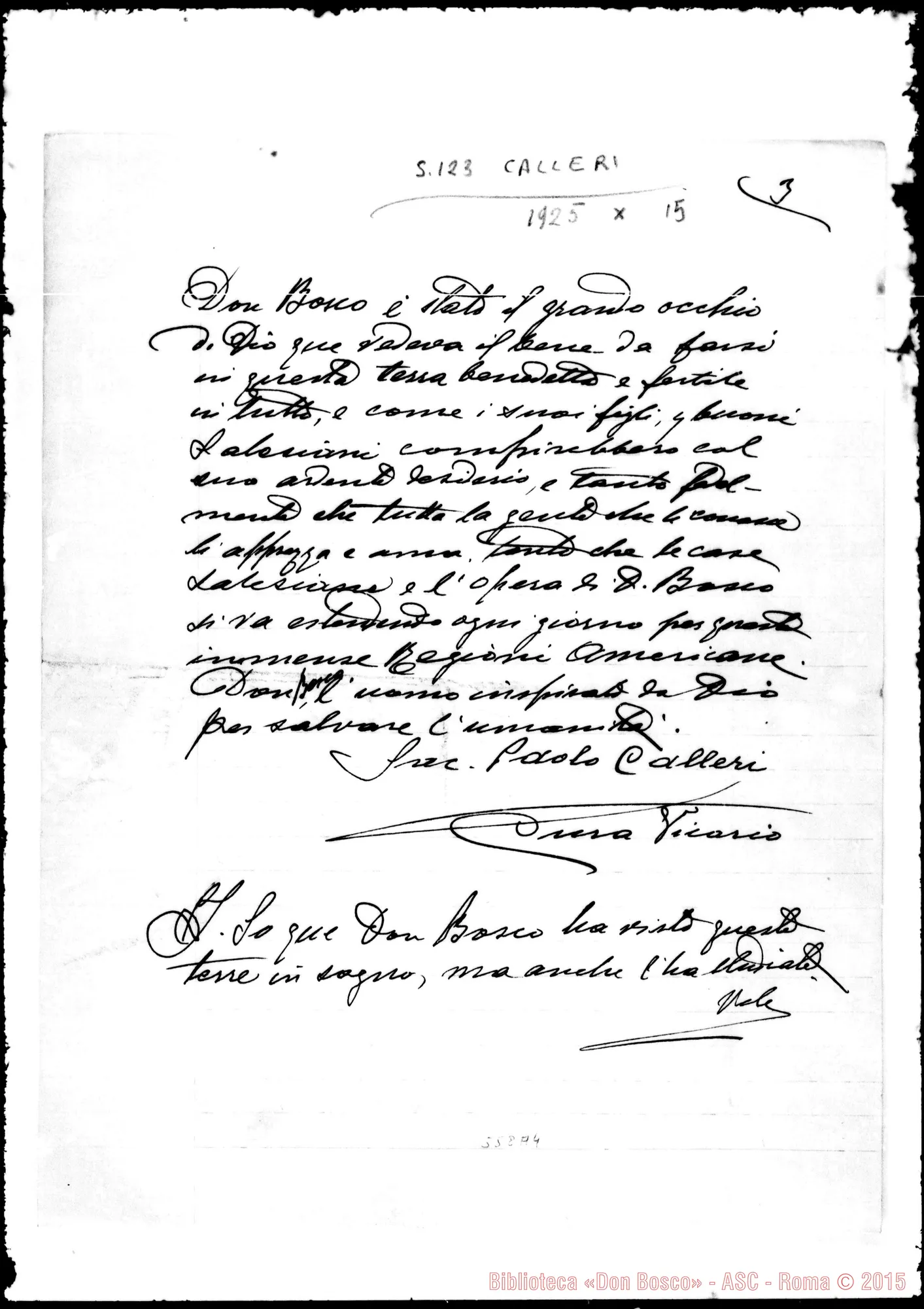 Fotogramma A 4 — Calieri Paolo, sac. Lettera: D. Calleri-D. Rinaldi