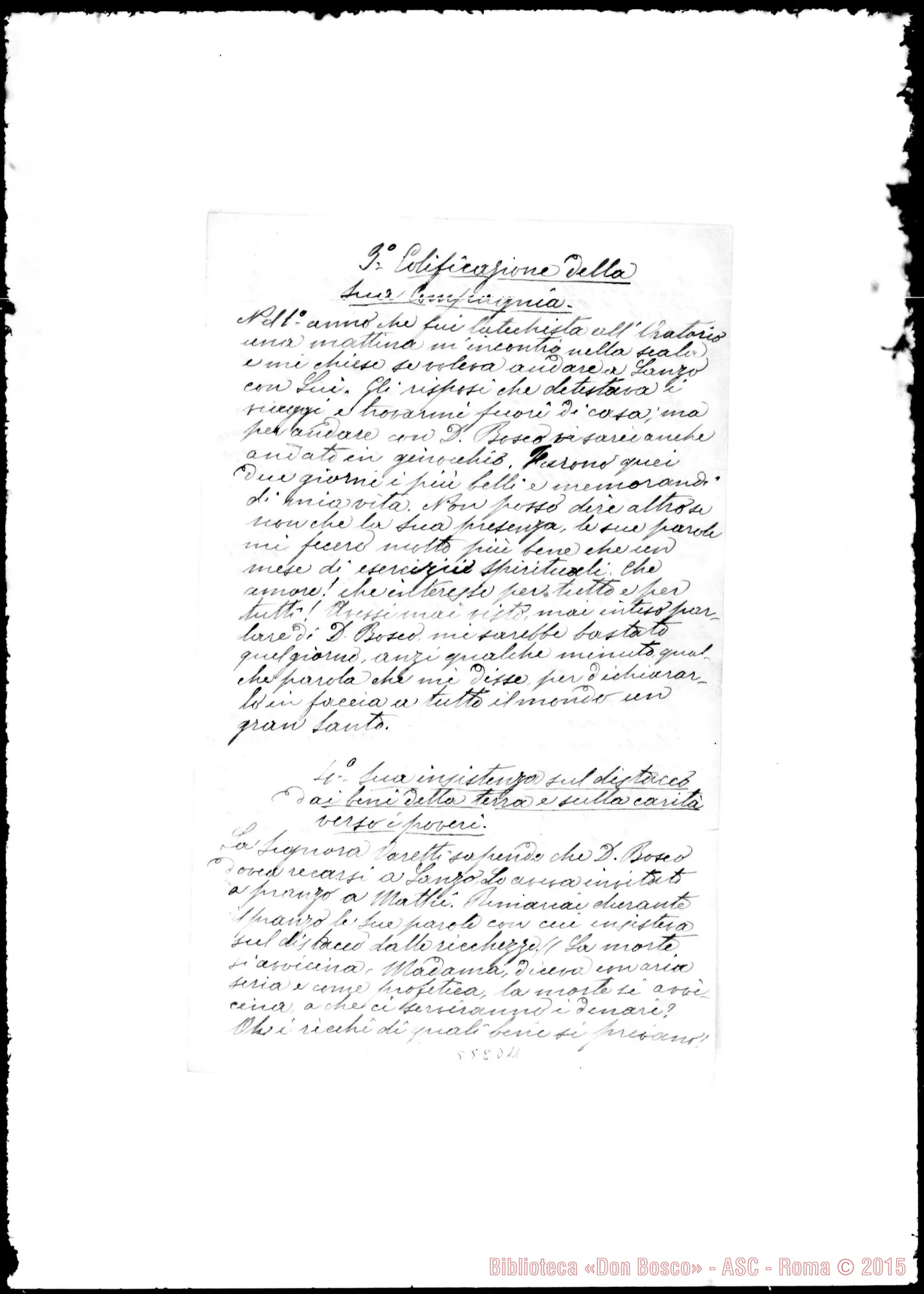 Fotogramma D 11 — Canepa Domenico, sac.: «Qualche tratto per la vita del carissimo Padre D. Bosco»