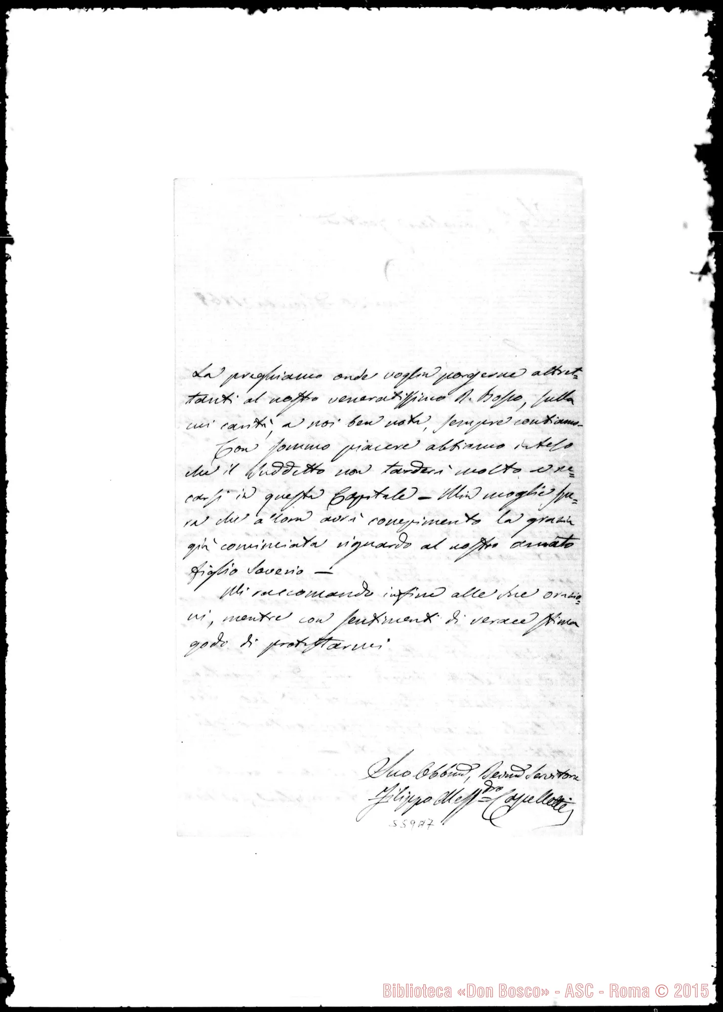 Fotogramma A 7 — Capelletti Filippo. Lettera Capelletti-Cav. Oreglia Federico