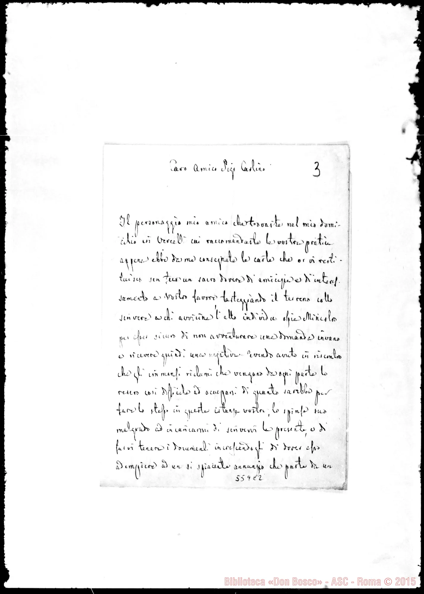 Fotogramma C 2 — Lettera: Gian Carlo Borghese-Carlino, amico