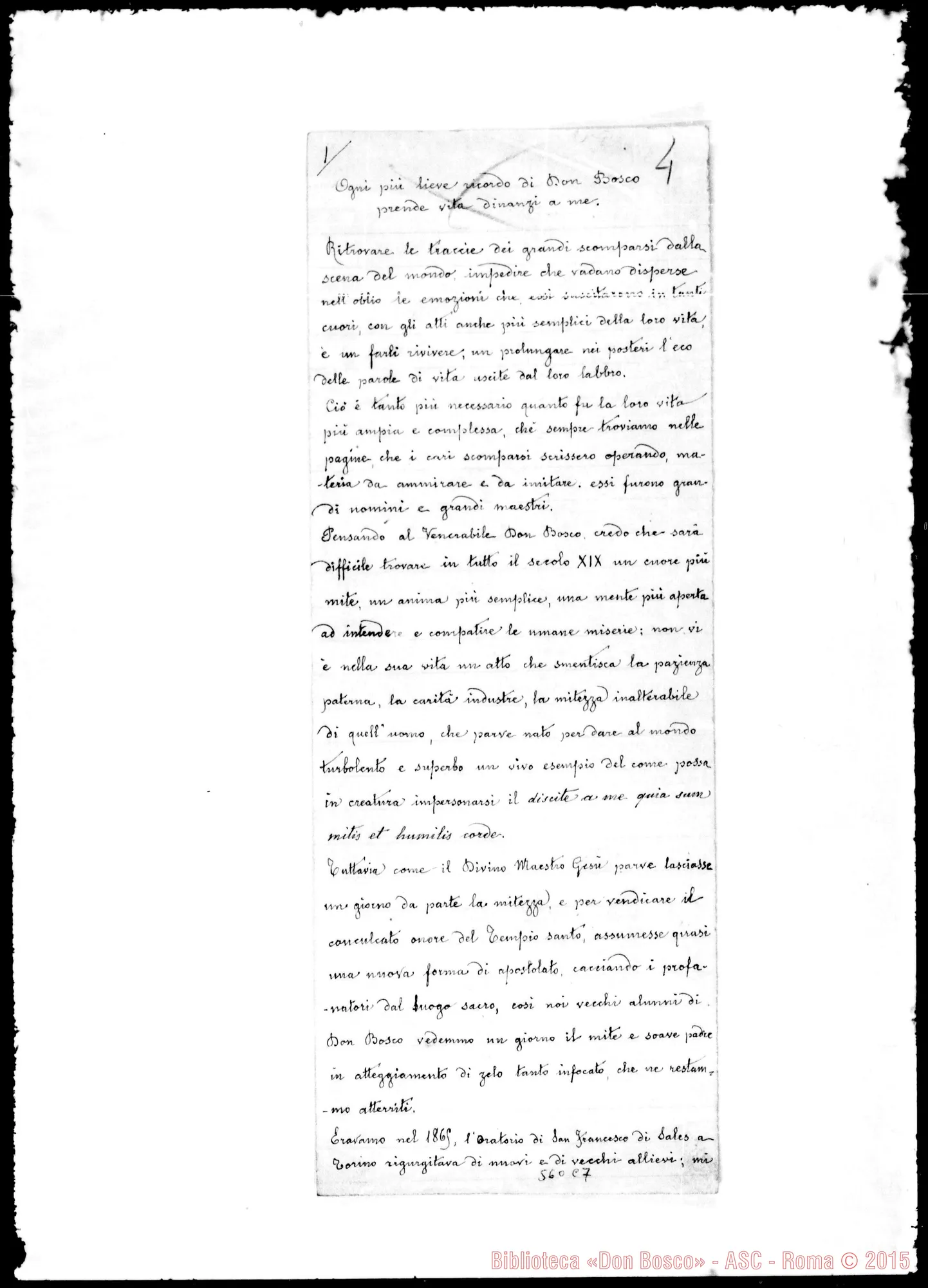Fotogramma C 7 — Relazione: «Ogni più leve ricordo…»