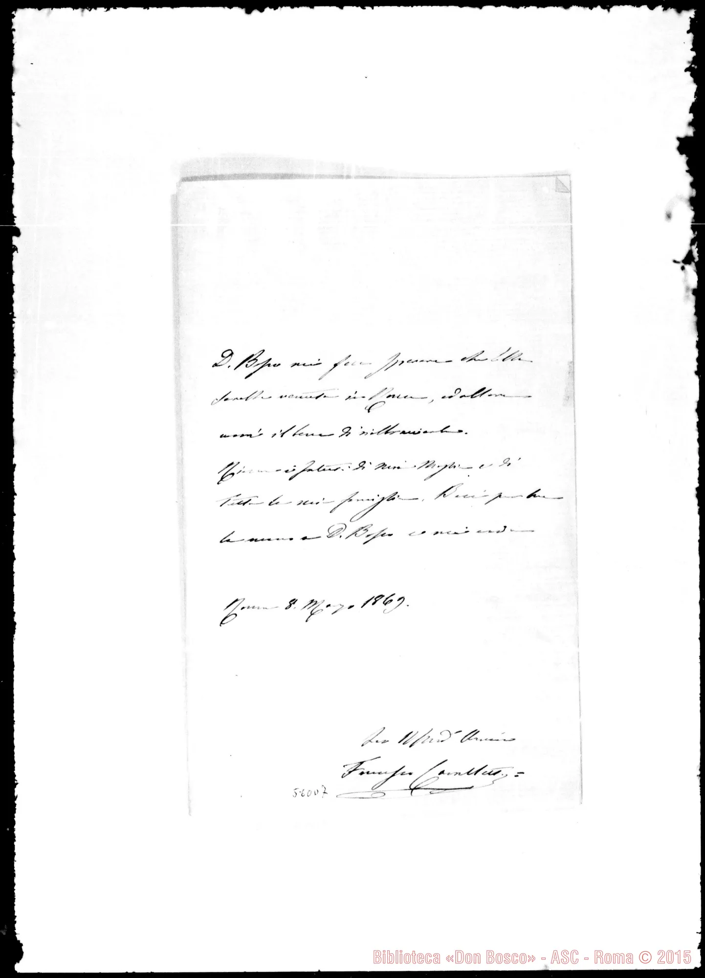 Fotogramma D 7 — Cavalletti Francesco, Maria E Luisa. Lettere: Francesco-Cav. Oreglia
